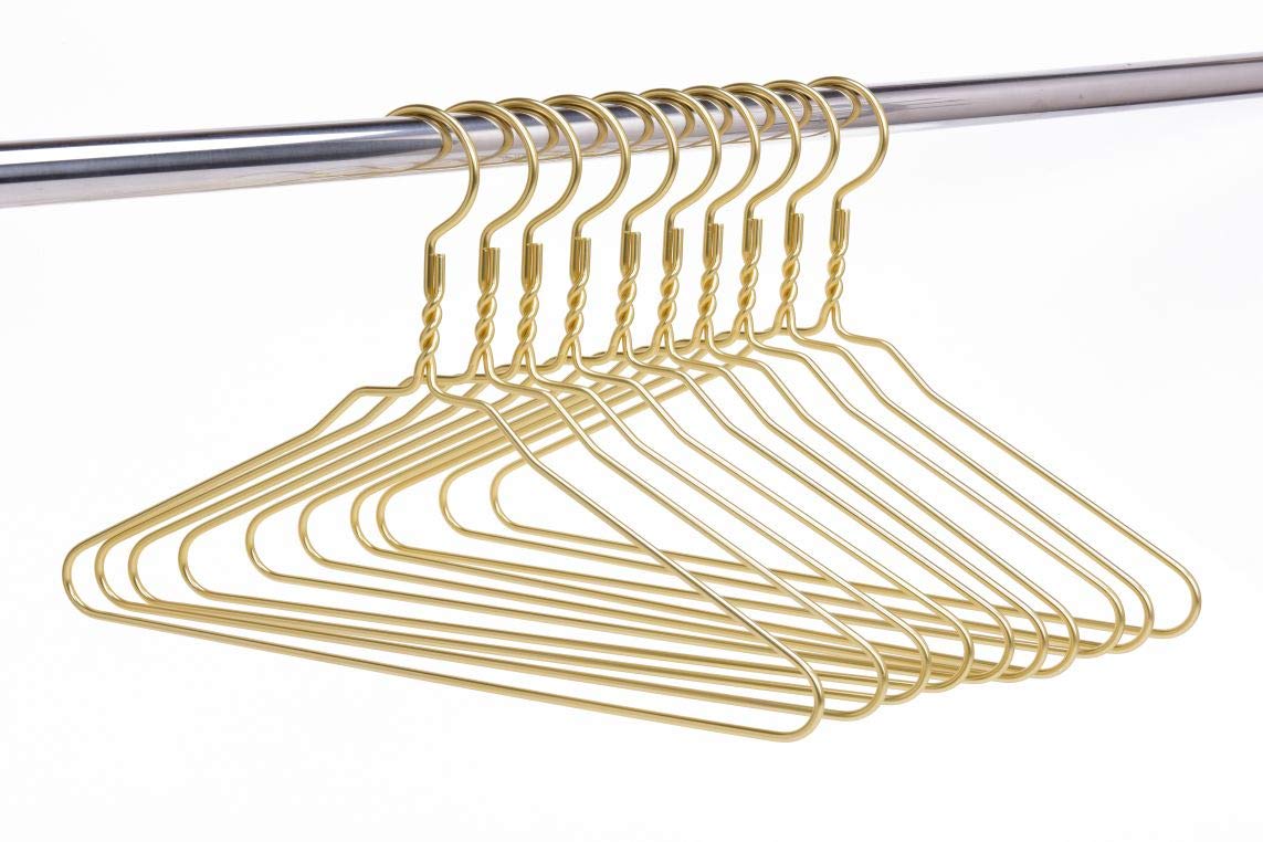 Beautiful Gold Aluminum Metal Suit Hangers Heavy Duty Coat Hangers  - Like New