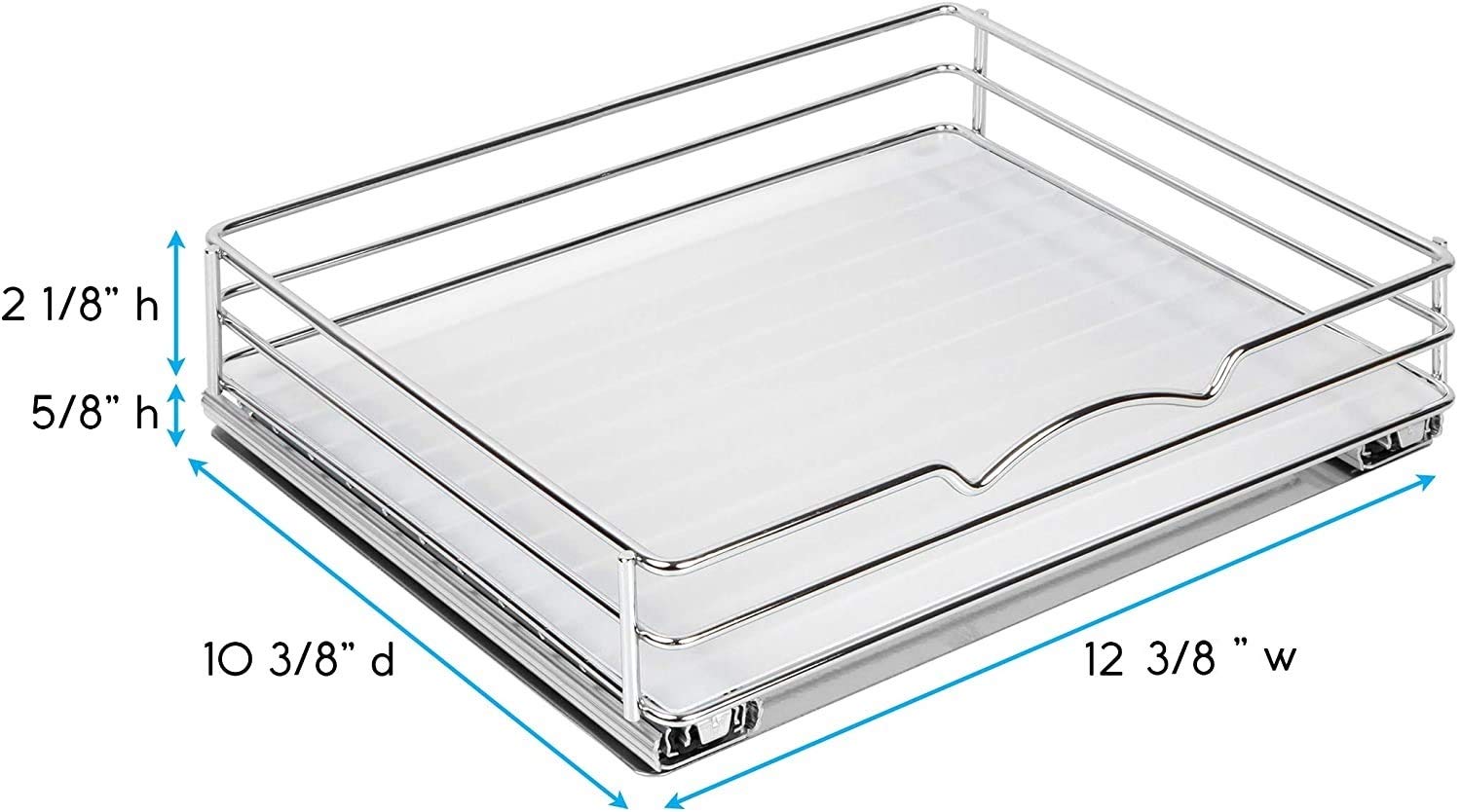 Pull Out Cabinet Organizer for Spices, Cans - Heavy Duty with 5 Year Limited Warranty- Pull Out Spice Rack- Chrome 12-3/8"Wx 10-1/2"D x 2-3/4� H Cabinet Pull Out Shelf for Cans, Hardware, Dishes, Etc.