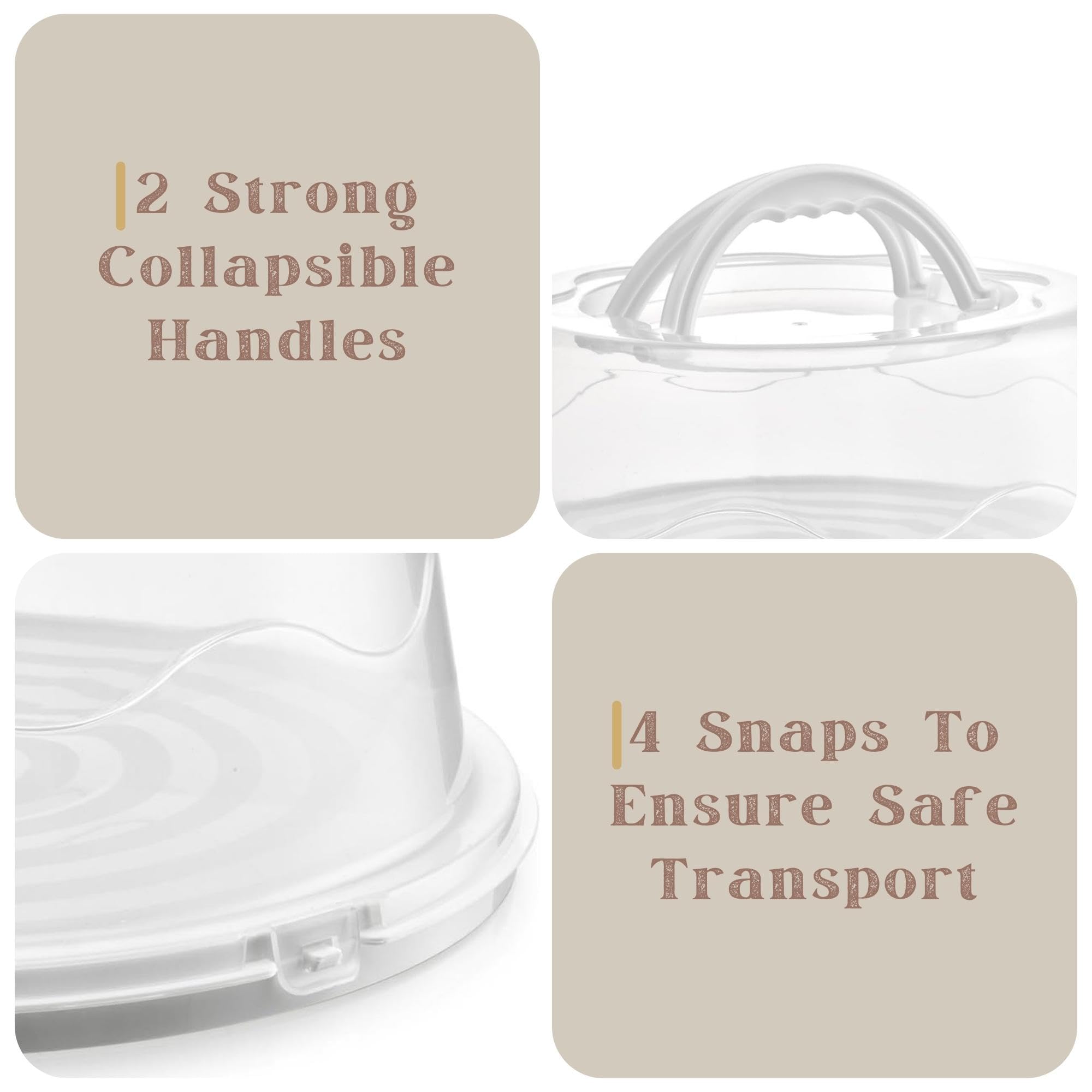 MosJos Round Cake Carrier, BPA-Free Plastic Cake Keeper with Lid, Fits 10� Cakes, Four Secure Side Closures, Dishwasher Safe Cake Transport Container (White)  - Very Good