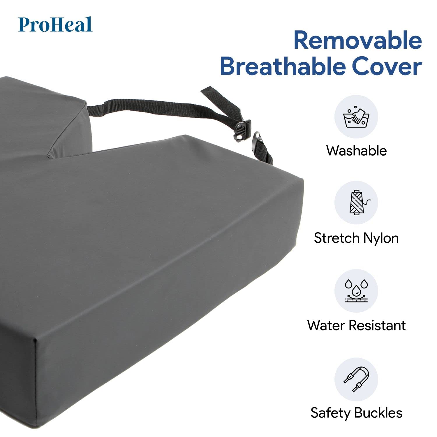 ProHeal Coccyx Foam Wheelchair Cushion 3" Medium Profile - Offers Lower Back Support - Relief for Pressure Sores and Pain - High Density, High Resilient Foam - 1 Year Warranty  - Like New