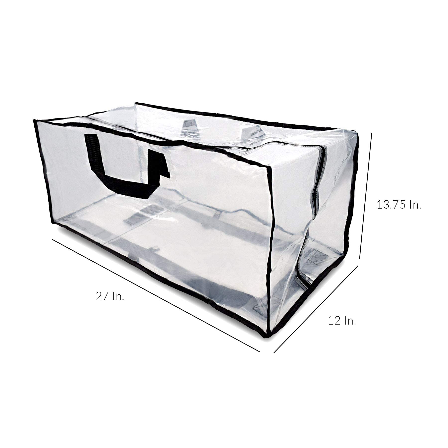 Clear Storage Bags - 3 Pack Zippered Moving Bags, See Thru Transparent Heavy Duty Totes with Handles, Large & Waterproof for Clothes, Blankets, Linens, Packing, Organizing, Under Bed - 27x12x13.75  - Good