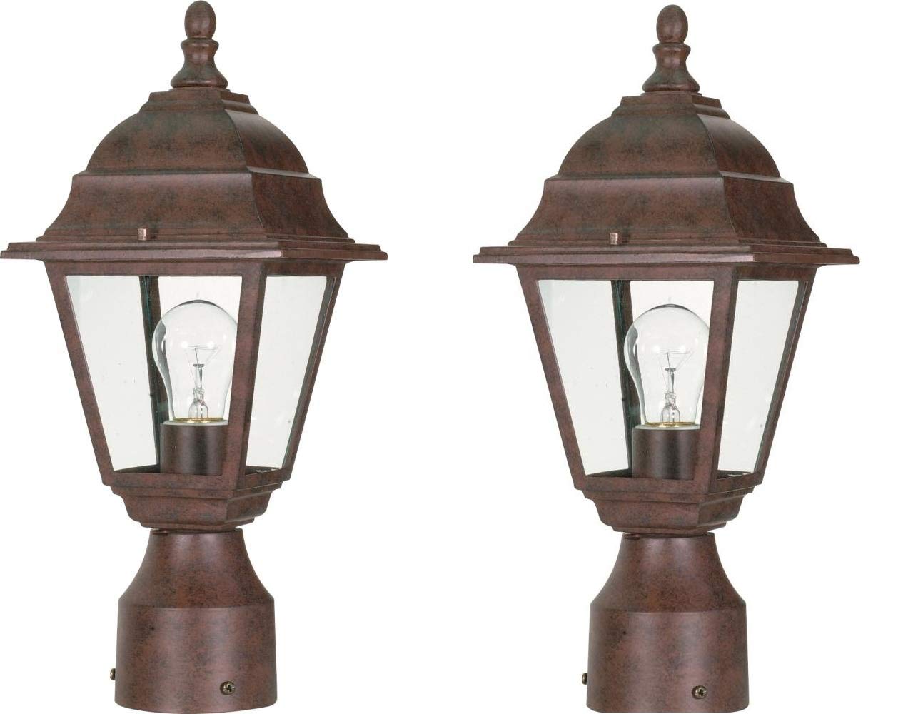 Nuvo Post Lantern with Clear Glass (Old Bronze - 2 Pack)  - Like New