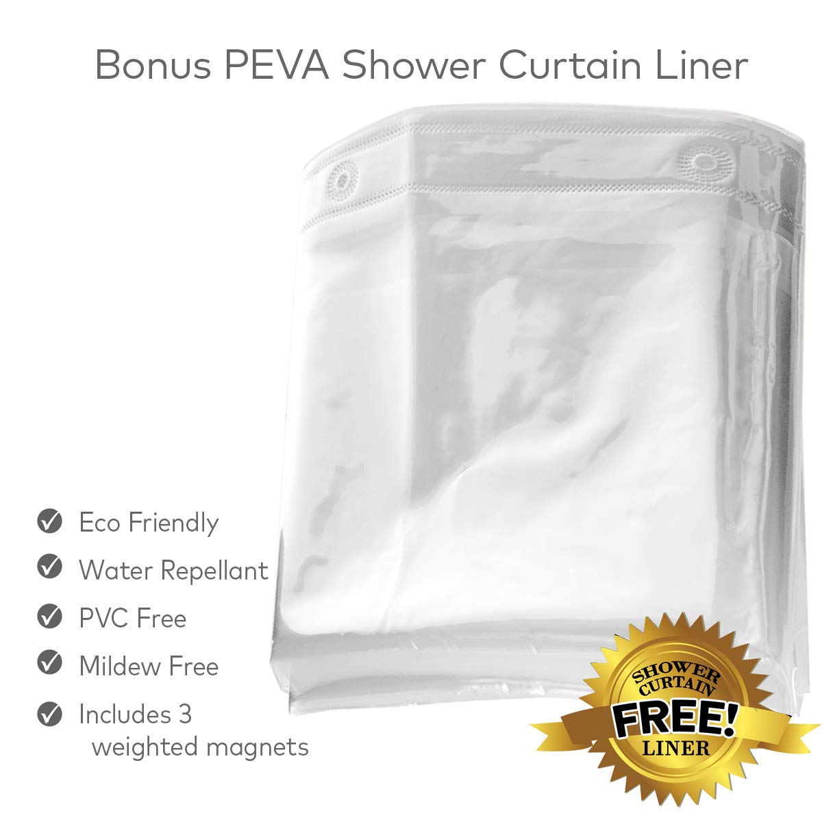 Waffle Fabric White Shower Curtain with Liner Set - Includes Free Clear Liner, Decorative Shower Curtain for Bathroom Set - Rustproof Metal Grommets Waterproof Hotel Quality 72" x 72" Heavy 290 GSM  - Like New