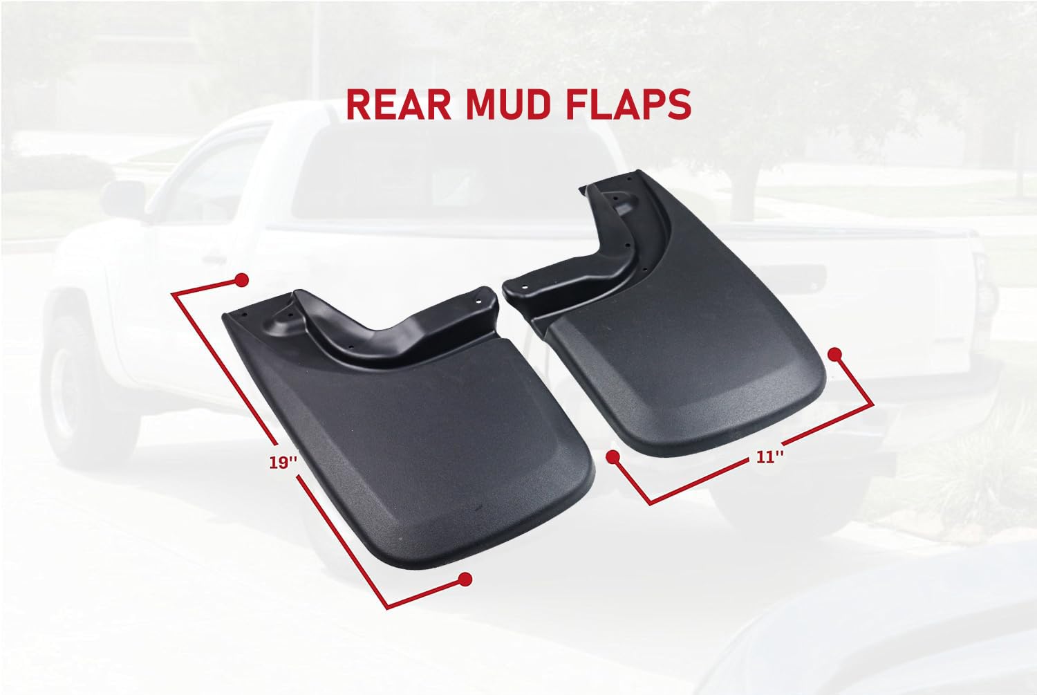 Premium Heavy Duty Mud Flaps Set of 4 by AA Ignition - Front and Rear Car Splash Guard Shields - Compatible with Toyota Tacoma Vehicles with OEM Fender Flares Year 2005-2015  - Like New