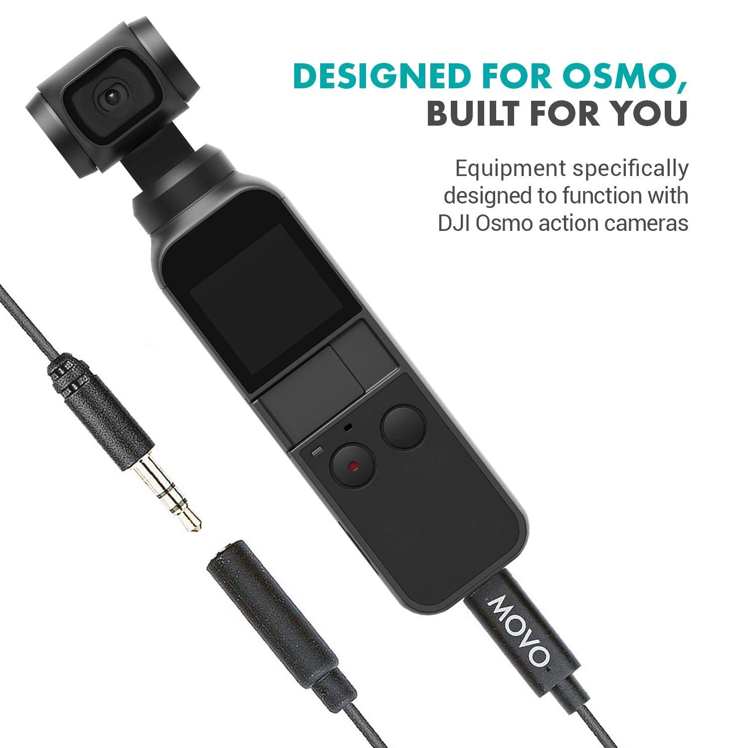 Movo Lavalier Microphone for DJI Osmo Pocket, Osmo Pocket 2 - Lavalier Handheld Camera Microphone and Adapter for DJI Pocket Camera - Works with Osmo Gimbal for Camera - For DJI Pocket 2 Gimbal Camera  - Like New