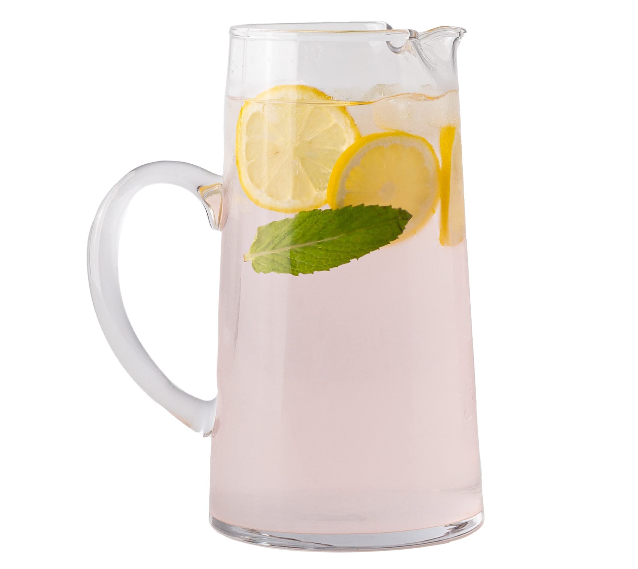 Glass Water Pitcher with Spout – Elegant Serving Carafe for Water, Juice, Sangria, Lemonade, and Cocktails – Crystal-Clear Glass Beverage Pitcher.  - Like New