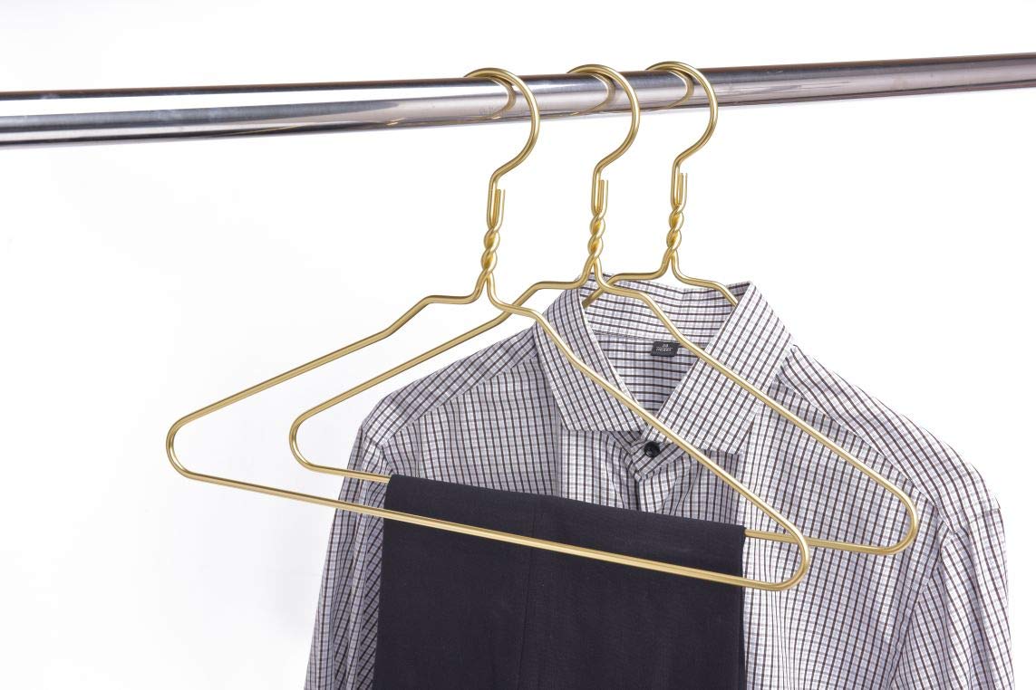 Beautiful Gold Aluminum Metal Suit Hangers Heavy Duty Coat Hangers  - Like New