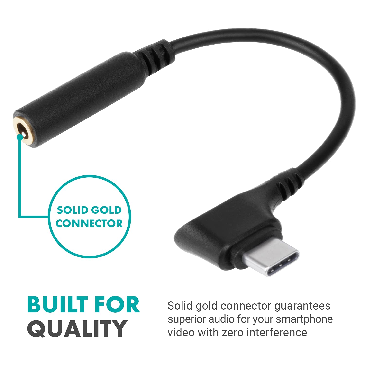 Movo UCMA-3 USB C to 3.5mm Audio Adapter for Microphones - 4-Pole Aux to USB Type C Pixel and Galaxy Smartphones - Female 3.5mm to USB-C Male Right Angle Head - Type-C USB to 3.5mm Jack Audio Adapter  - Like New