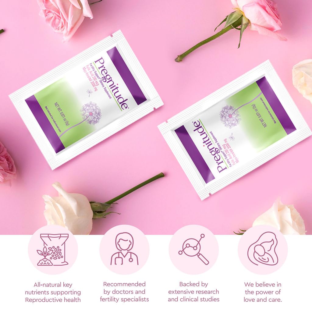 Pregnitude Reproductive Fertility Support - Helps Promote Regular Ovulation - Menstrual Cycles, and Increase Quality of Eggs - 30 Day Supply Packets (60 Servings)