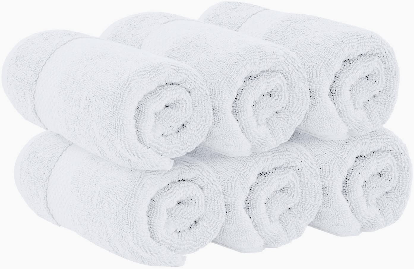 White Classic Luxury Hand Towels for Bathroom-Hotel-Spa-Kitchen-Set - Circlet Egyptian Cotton - 16x30 Inches - Set of 6  - Like New