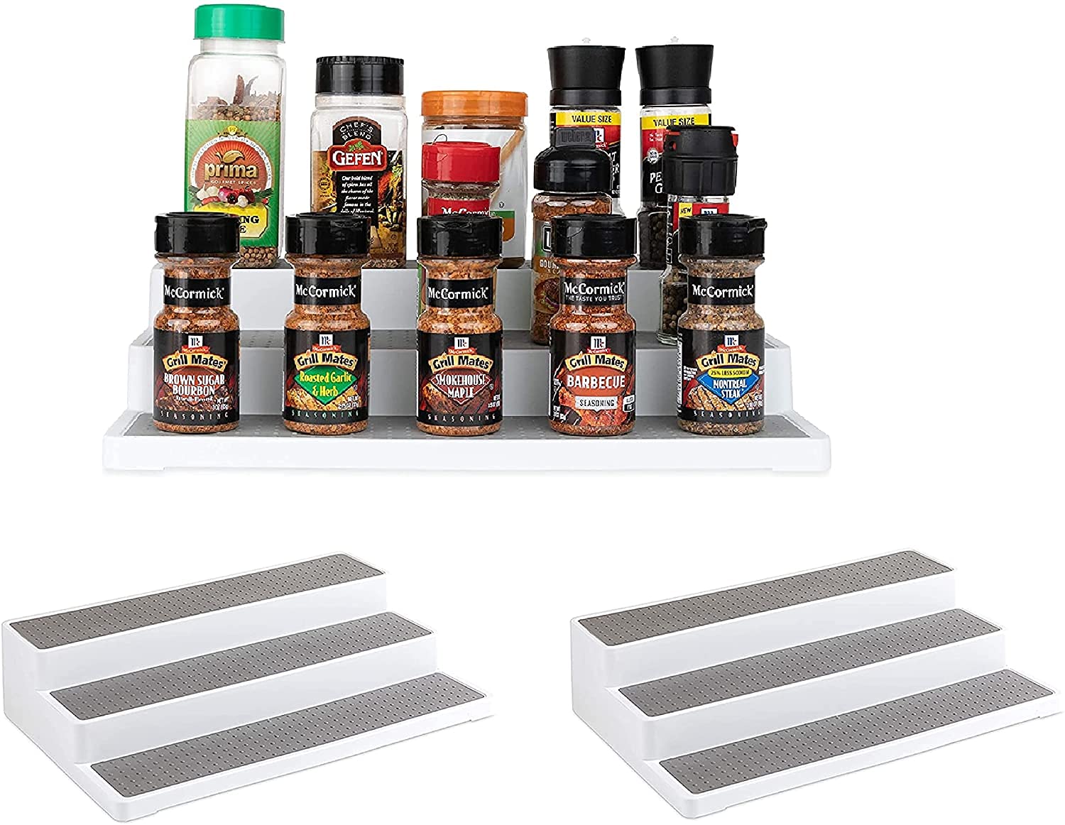 Homeries Spice Rack organizer 3-Tier Non-Skid for Pantry Cabinet or Countertop, Waterproof, For Spice Bottles, Jars, Seasonings, Baking Supplies (3 Pack)  - Good