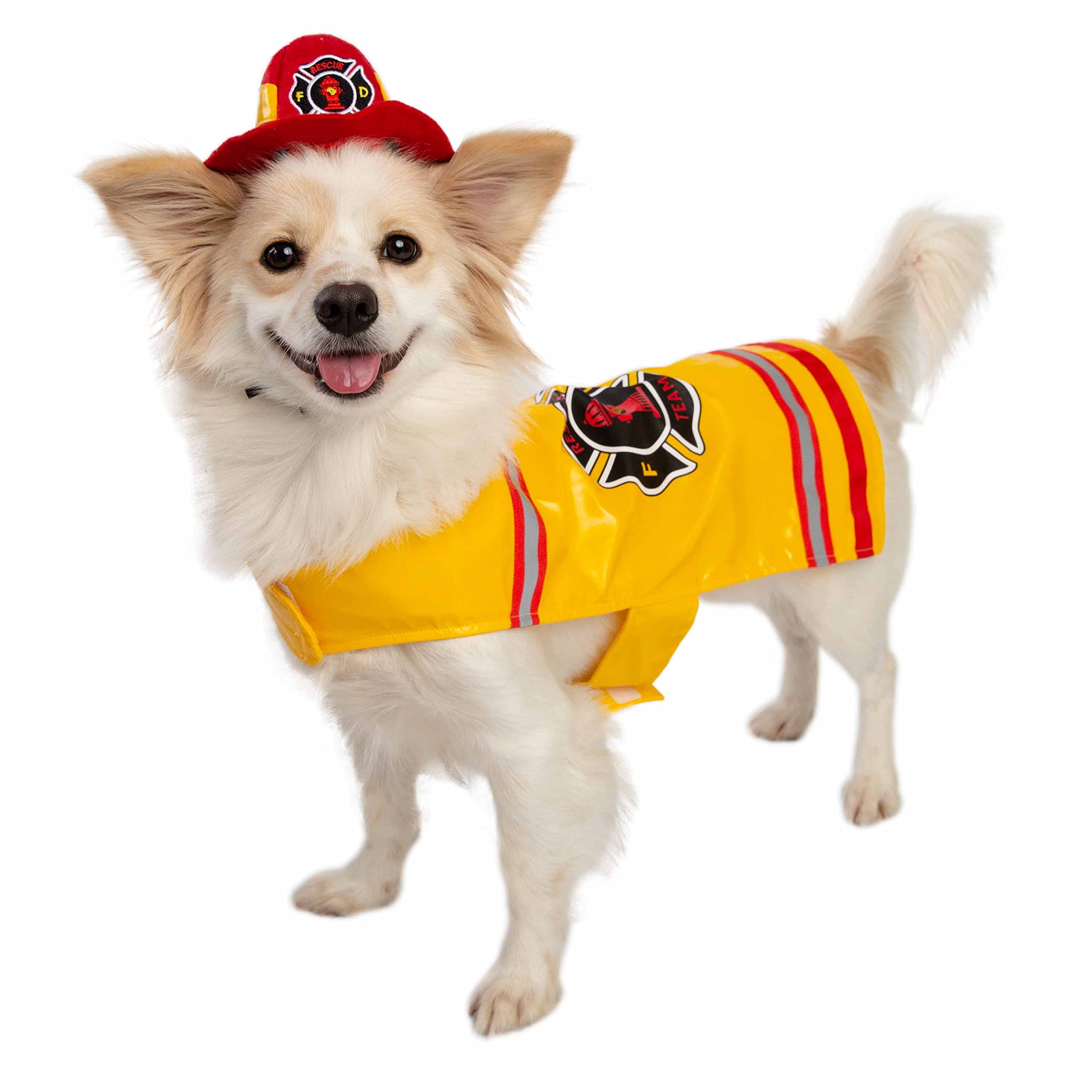 Pet Krewe Dog Firefighter Costume - Funny Halloween Pet Fireman Outfit Costumes for Small, Medium, Large Cats and Dogs.  - Like New