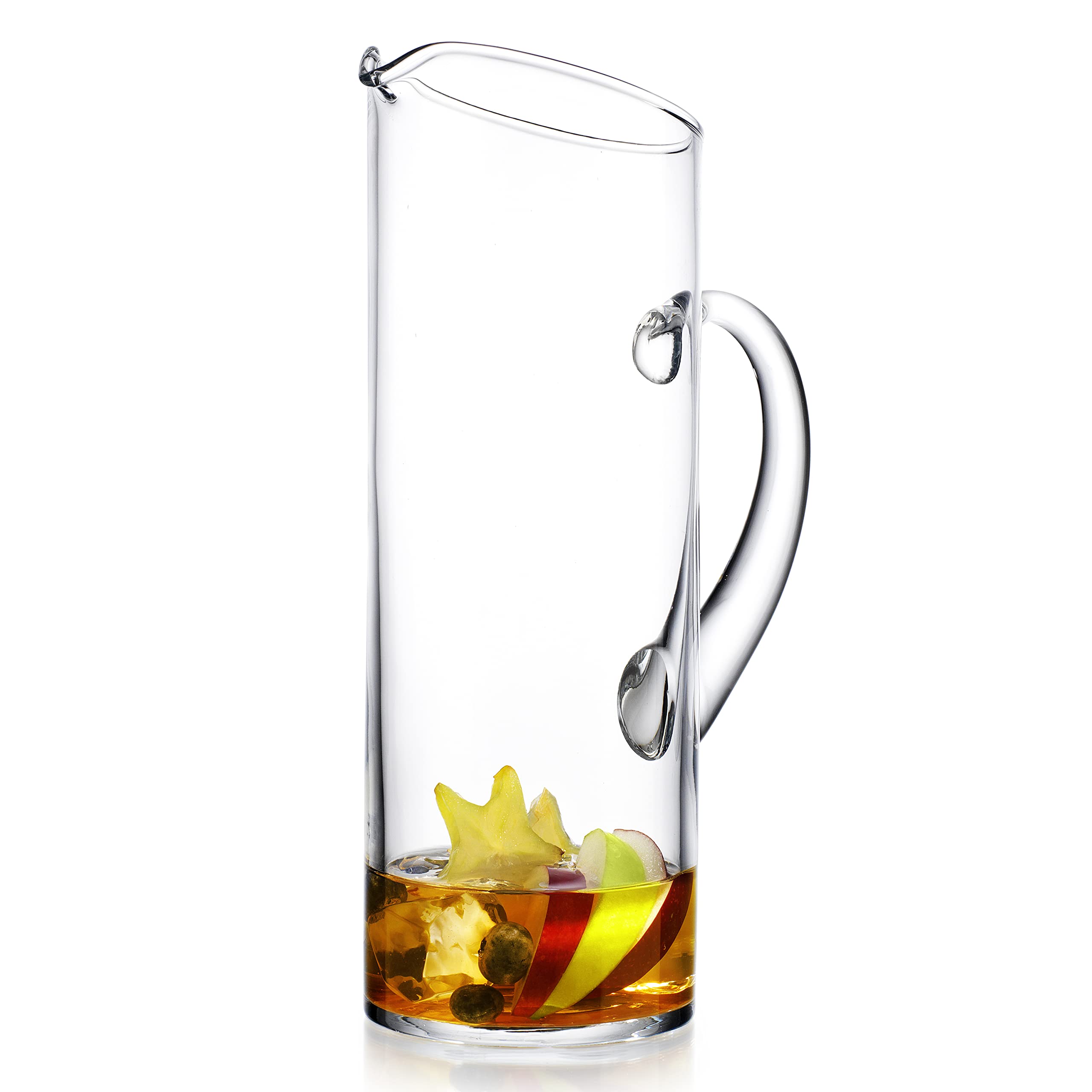 Glass Water Pitcher with Spout � Elegant Serving Carafe for Water, Juice, Sangria, Lemonade, and Cocktails � Crystal-Clear Glass Beverage Pitcher.  - Acceptable