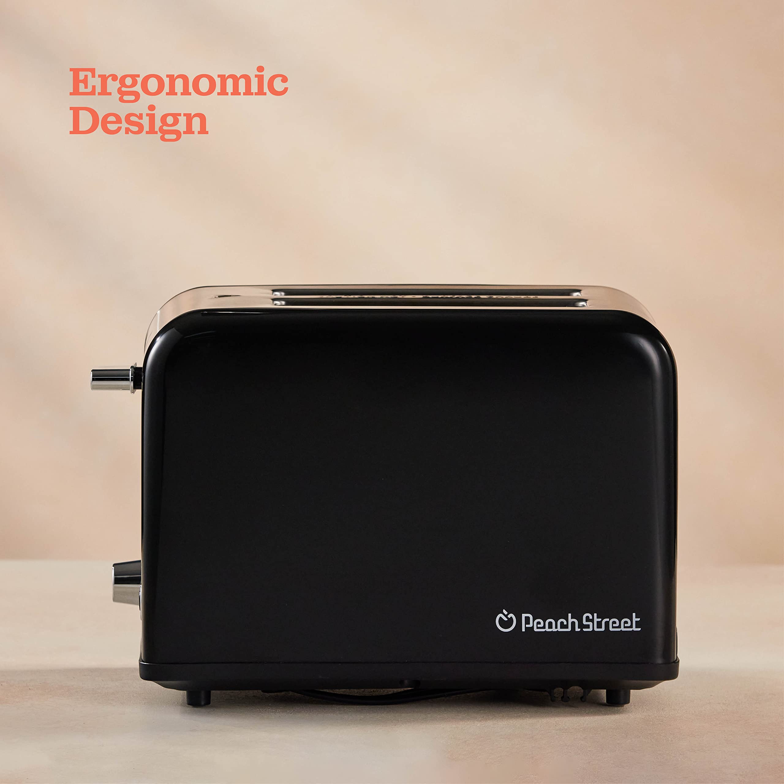 Peach Street Slice Toaster Compact Bread Toaster with Digital Countdown, Wide Slots, Auto-Pop Stainless Steel, 6 Browning Levels, Removable Crumb Tray, with Defrost, Bagel, and Cancel Function  - Acceptable