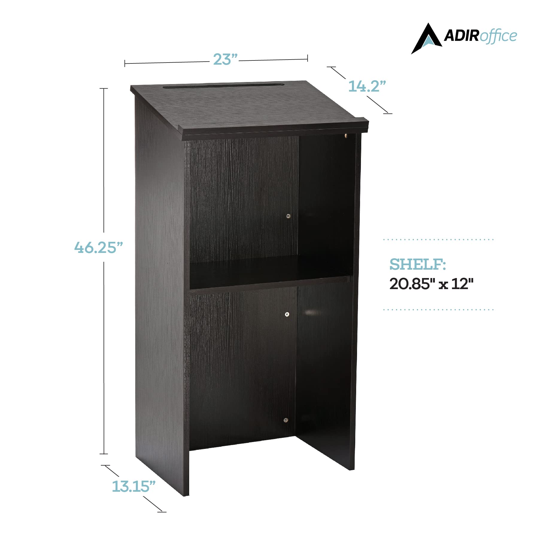 AdirOffice Stand up, Floor-Standing Podium, Lectern with Adjustable Shelf and Pen/Pencil Tray  - Like New