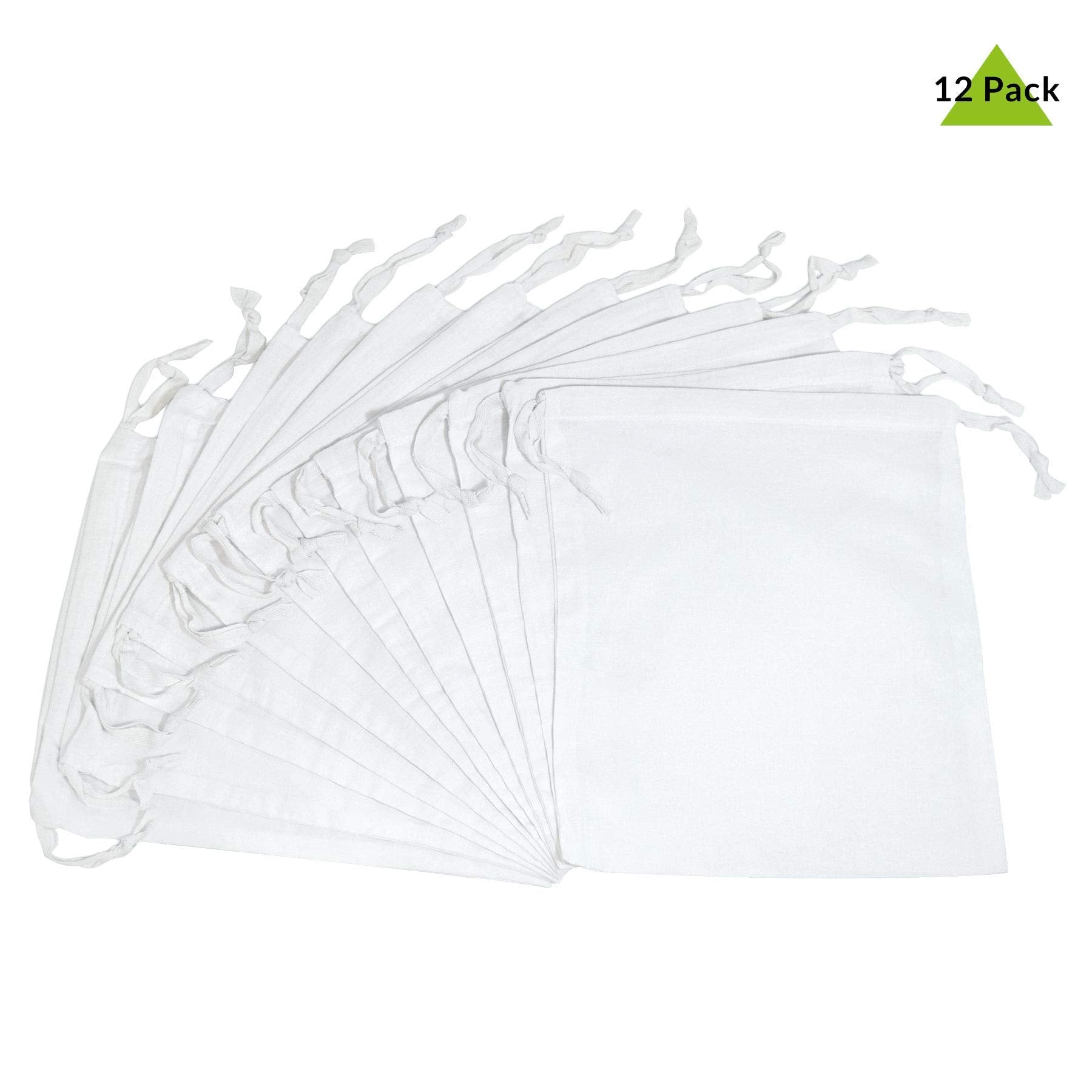 Prime Line Packaging Small Bright White Muslin Cotton Cloth Pouches Drawstring Bags  - Acceptable