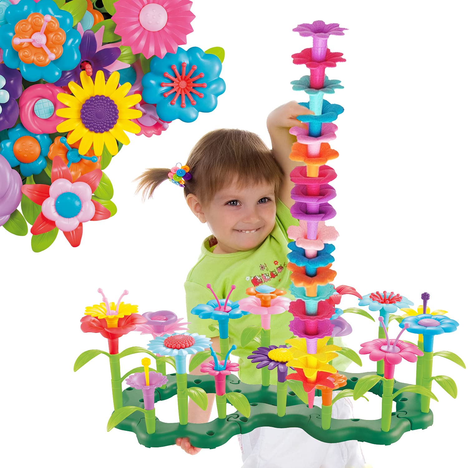 oyVelt Flower Garden Building Set - 148 pcs STEM Toy with Container - Best Gift for Girls 3-7 Years  - Like New
