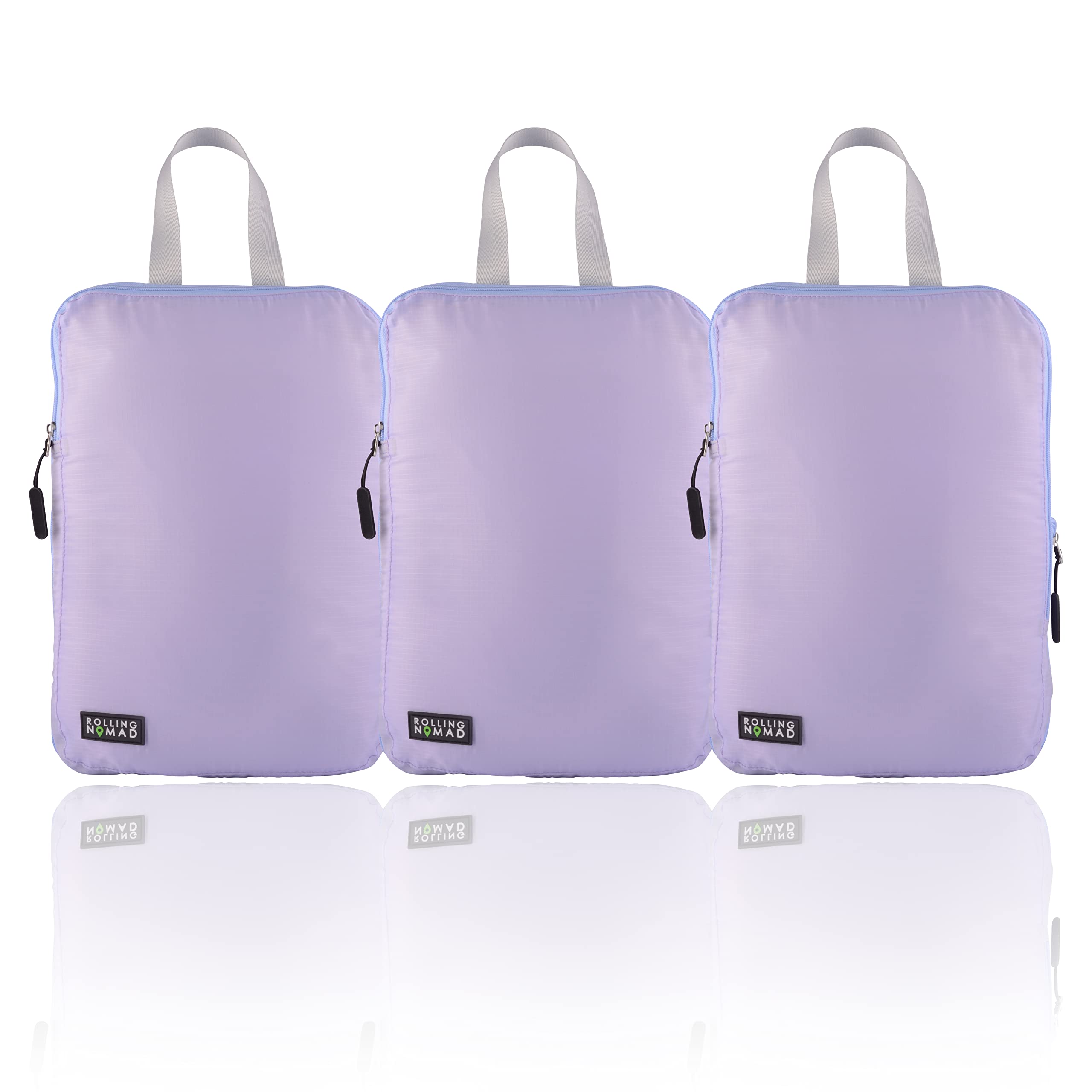 Compression Packing Cubes - 3 Pack Large Purple Luggage Travel Carry Must Haves, Compressible Suitcase Organizer Bag Set for Suitcases, Traveling, Storage, Clothes, Laundry, Accessories - 9.75x4x13.75  - Very Good