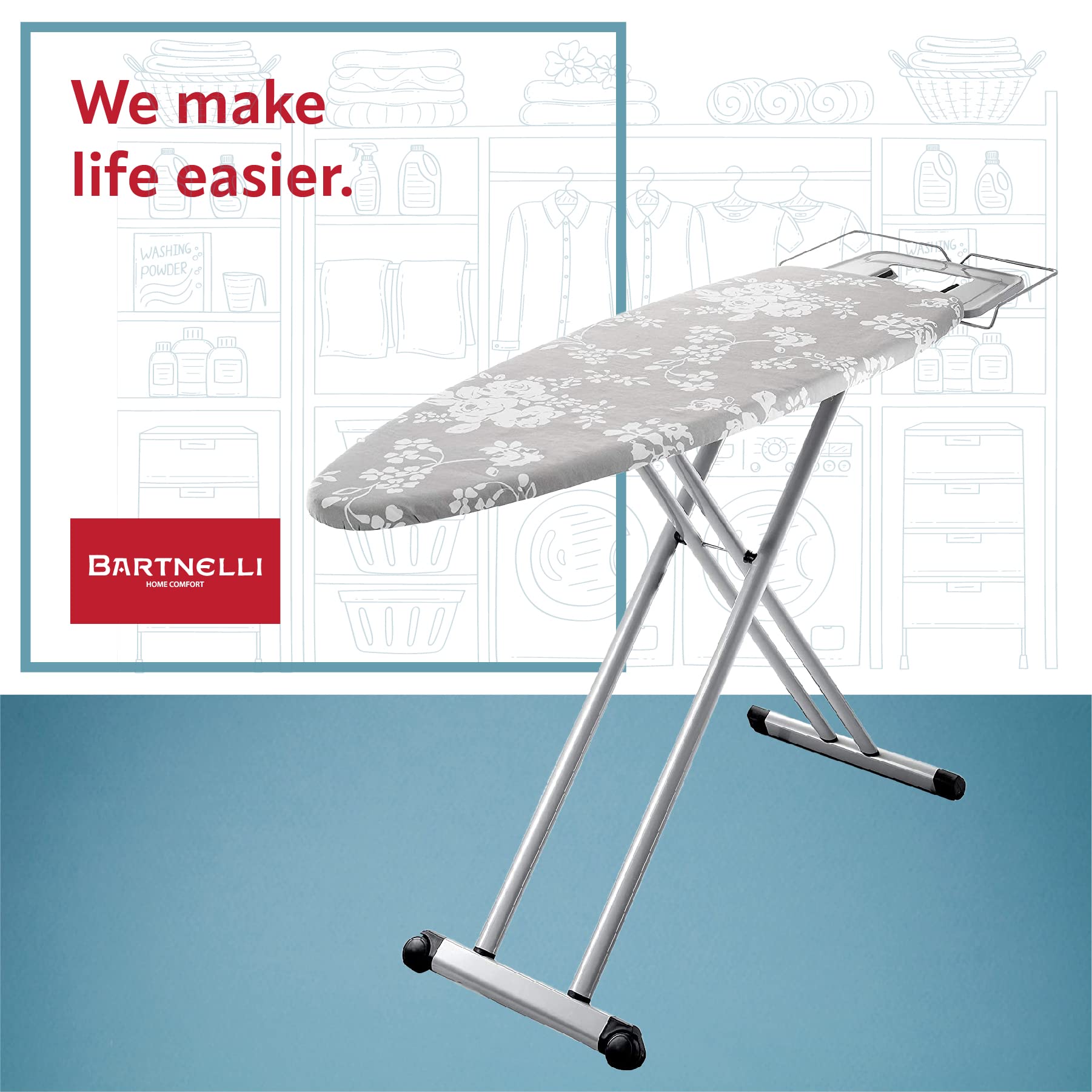 Bartnelli Pro Luxury Ironing Board - Extreme Stability | Made in Europe | Steam Iron Rest | Adjustable Height | Foldable | European Made Gray  - Acceptable