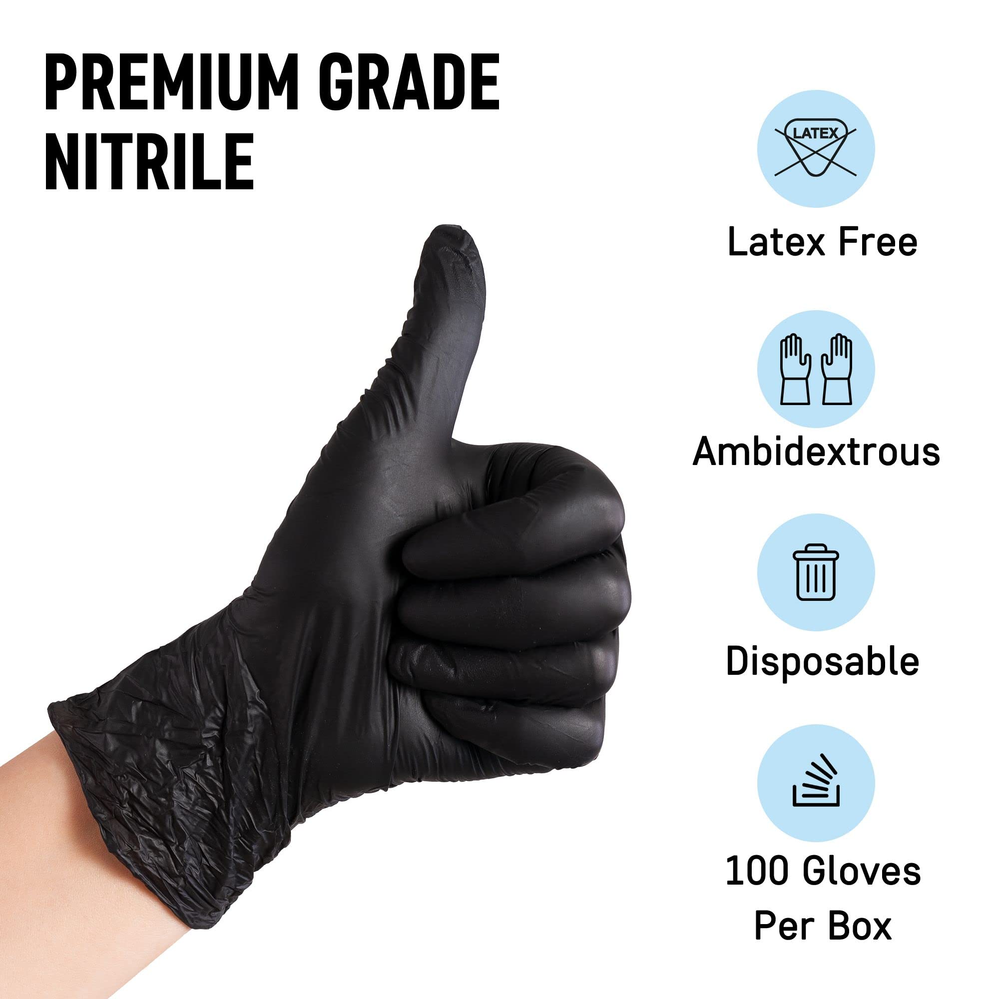 Black Disposable Nitrile Gloves Small - 200 Pack, Medical Exam Gloves, Powder Free, Latex Free Gloves