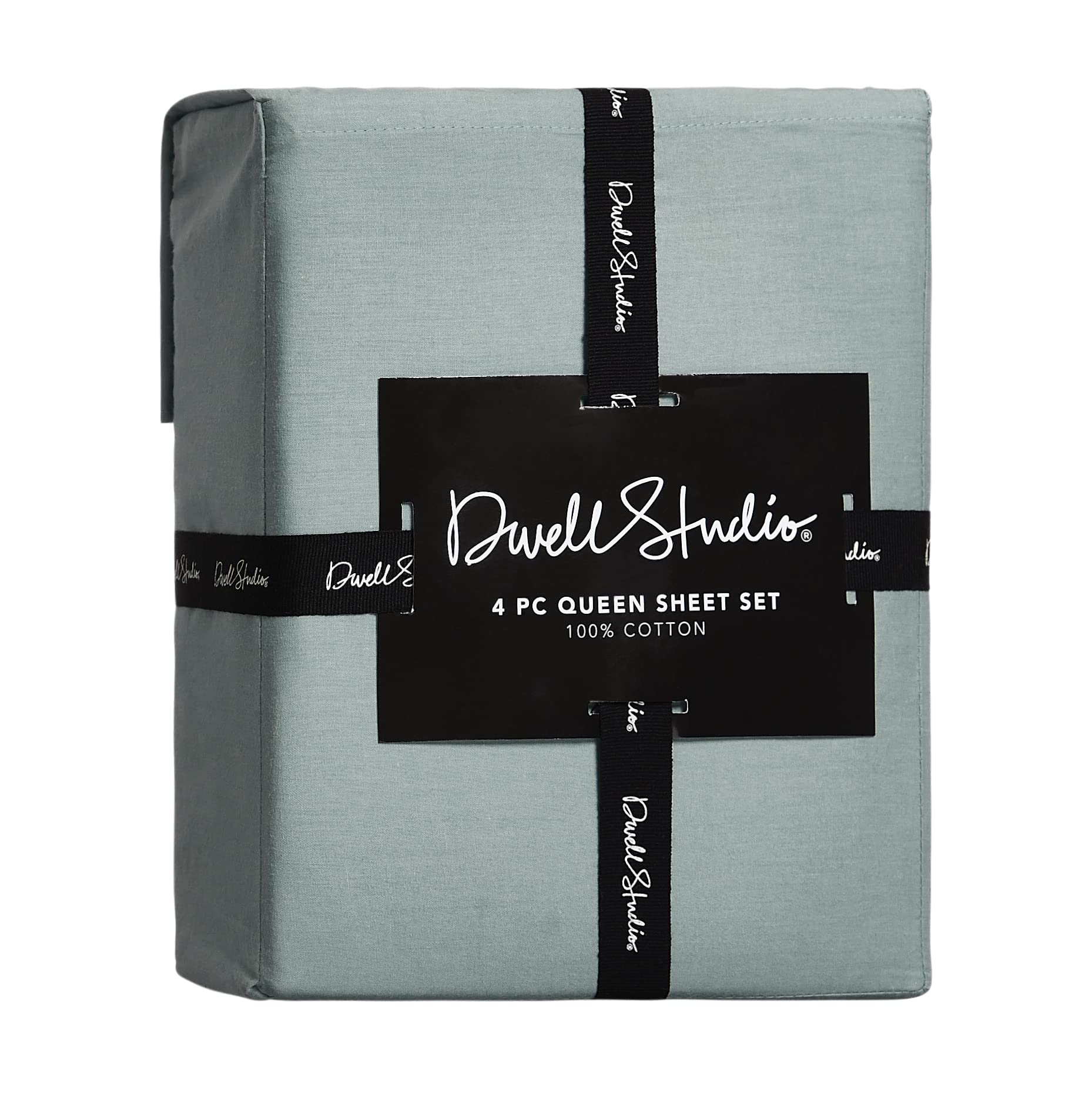 Dwell Studio 100% Cotton Percale Sheet Set - Deep Pocket, 4 Piece - 1 Flat, 1 Deep Pocket Fitted Sheet and 2 Pillowcases, Crisp Cool and Strong Bed Linen  - Like New