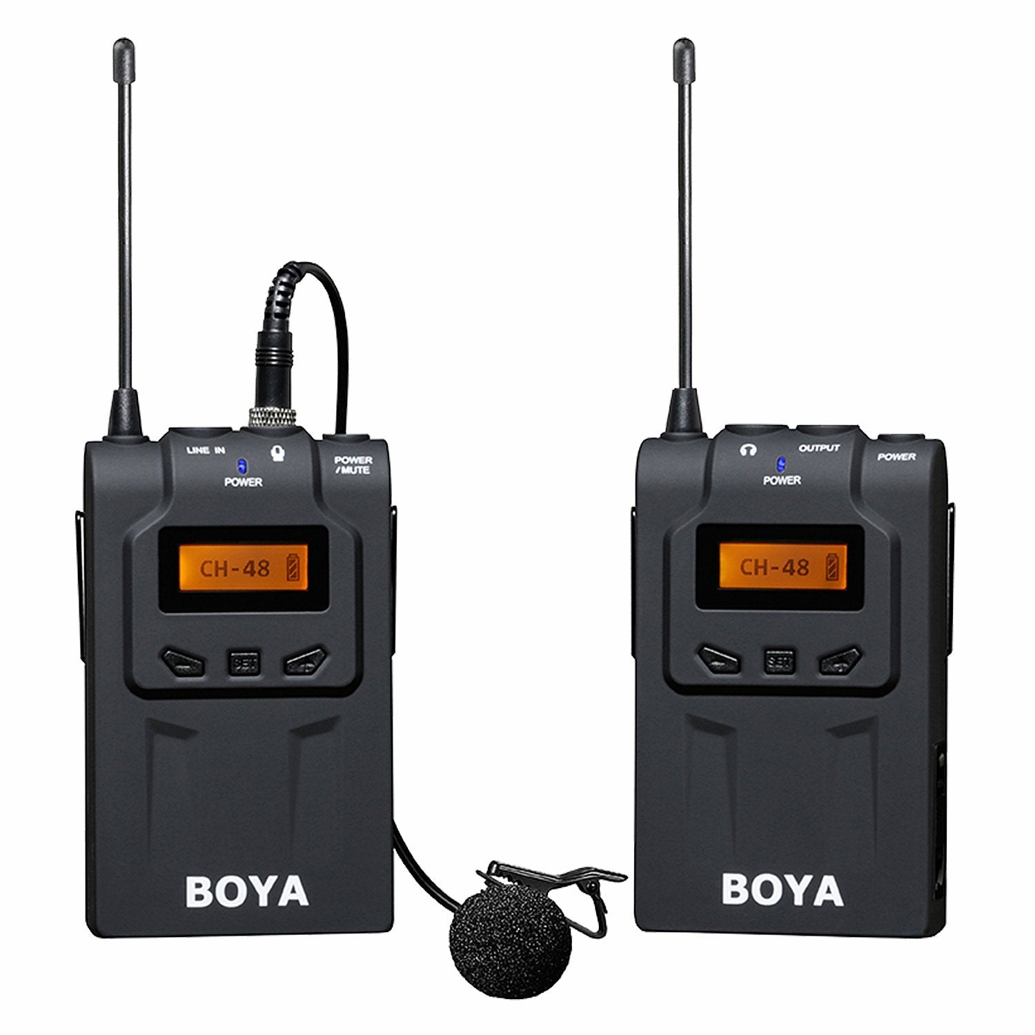 BOYA BY-WM6 48-Channel UHF Wireless Lavalier Microphone System with Omni-Lav Camera Mount & 3.5mm XLR Outputs (328-foot Range)  - Like New