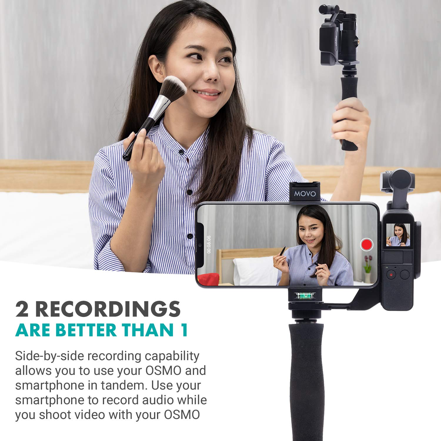 Movo Video Rig Compatible with The DJI OSMO Pocket 1, 2 - Includes Universal Smartphone Mount, Grip Handle, and 2 Cold Shoes for Mounting Microphone, Light - OSMO Pocket Microphone and Video Rig  - Like New