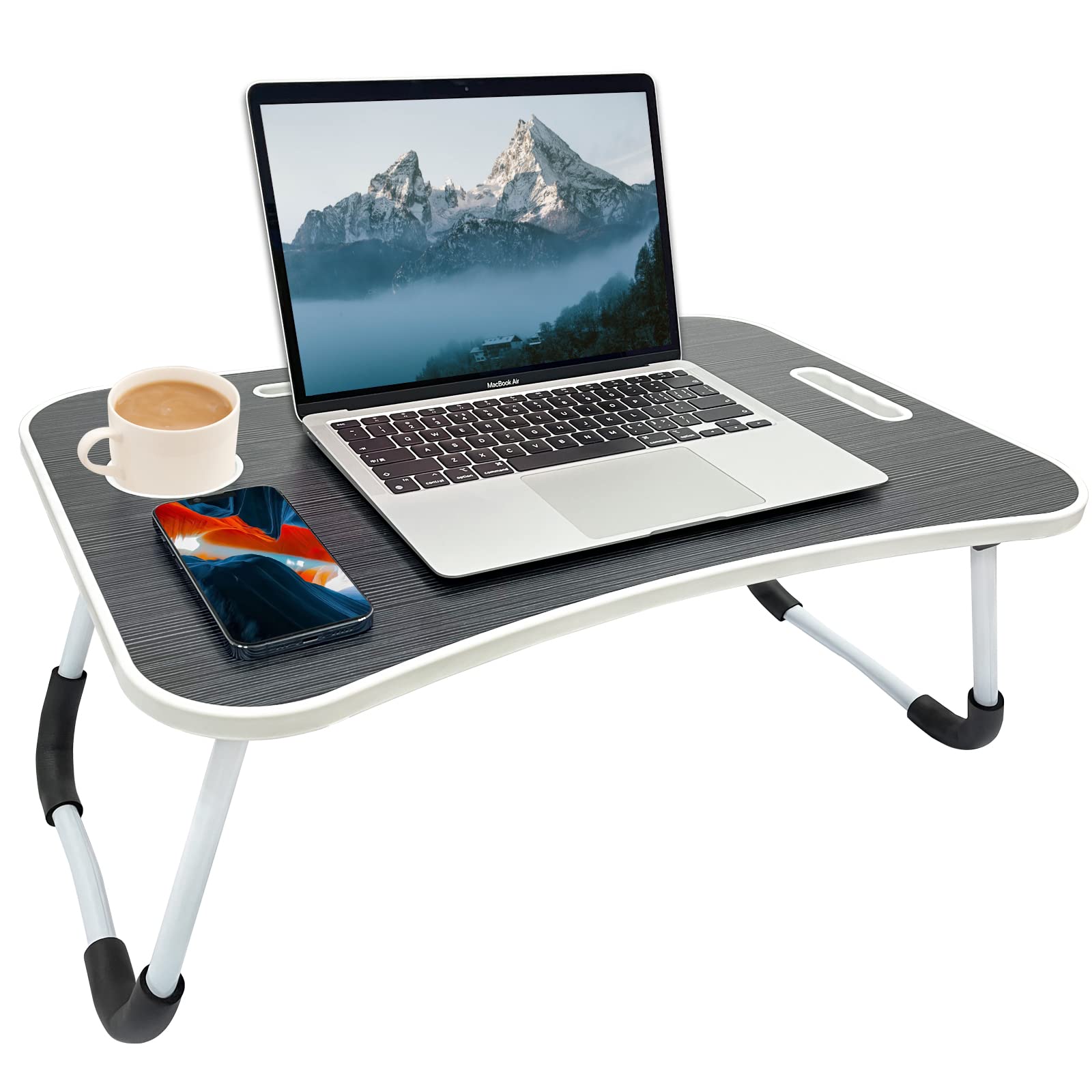 Lap Desk for Laptop Portable Bed Table Whit Cup Holder, Tablet Slot, Anti-Slip and Folding Function  - Like New