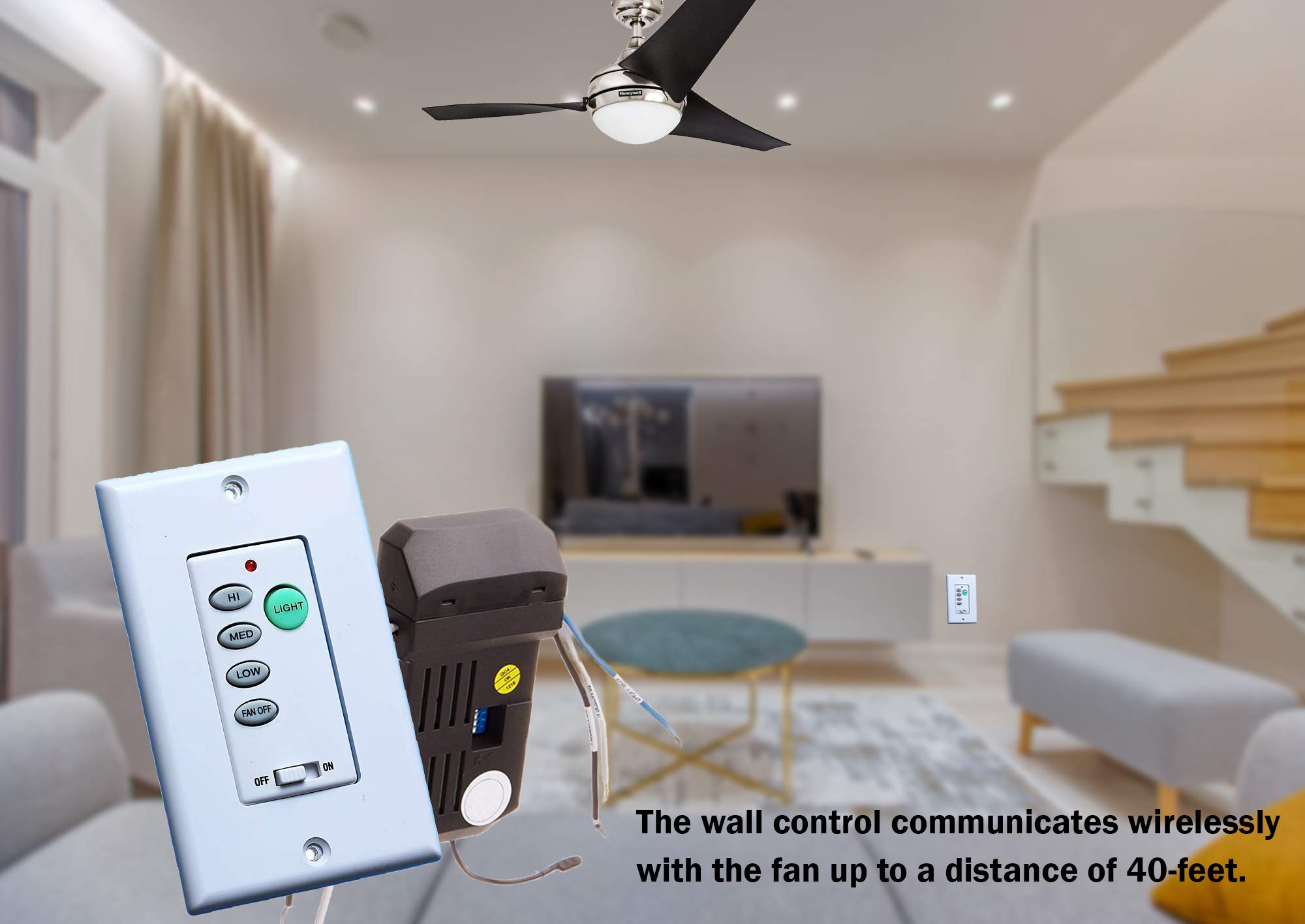 Dysmio Ceiling Fan and Light Wall Control Ceiling Fan Remote Control Kits with Adjustable Speed and Light dimmer  - Very Good