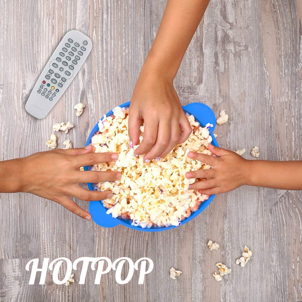 The Original Hotpop Microwave Popcorn Popper, Silicone Popcorn Maker, Collapsible Bowl BPA-Free and Dishwasher Safe- 20 Colors Available (Azure)  - Like New