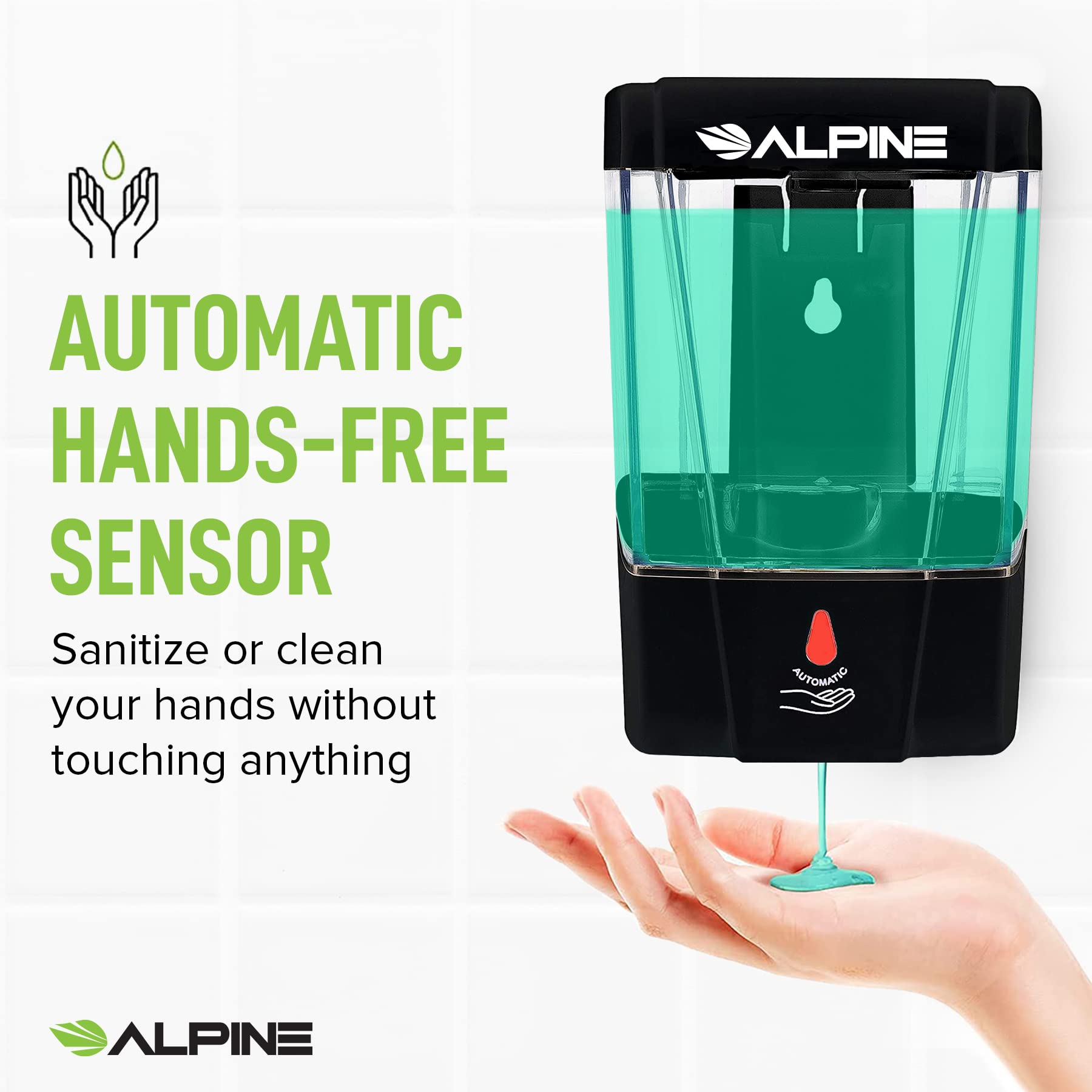 Alpine Industries Wall Mounted Automatic Soap Dispenser, Touchless Liquid Soap Hand Sanitizer, Hand Soap Dispenser for Commercial Bathroom (700ML, Black)  - Acceptable