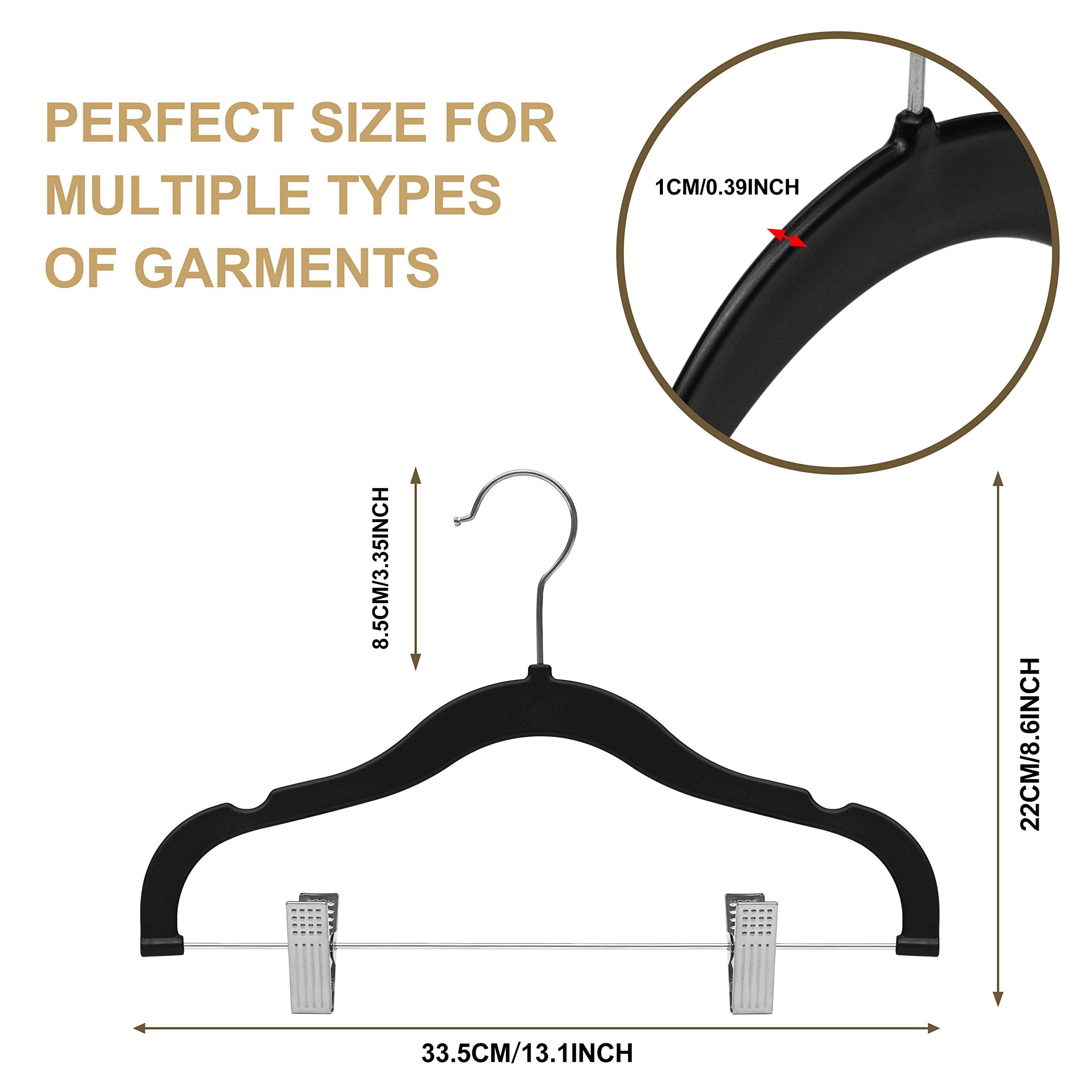 Quality Kids Plastic Non Velvet Non-Flocked Thin Compact Skirt Pant Coat Hangers with Metal Clips for Skirts Pants Blouses 360° Swivel Hook, Jacket, Shirt, Pants, Suit Hangers  - Very Good