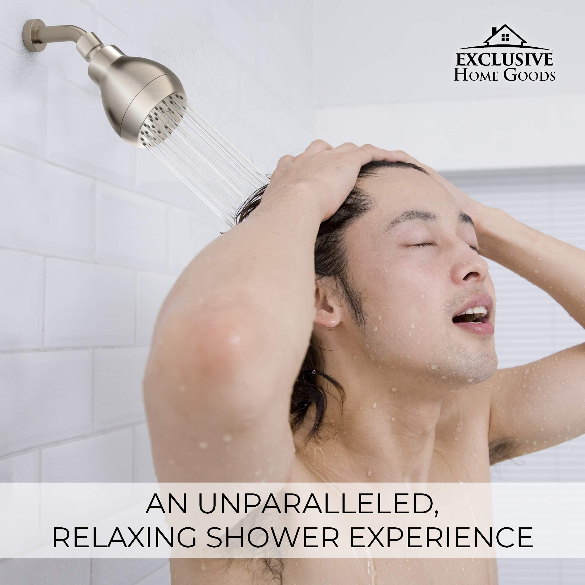 High Pressure Shower Head - Powerful Deluxe Bathroom Showerhead with Strong Spray Stream and Small Silicone Nozzles  - Very Good