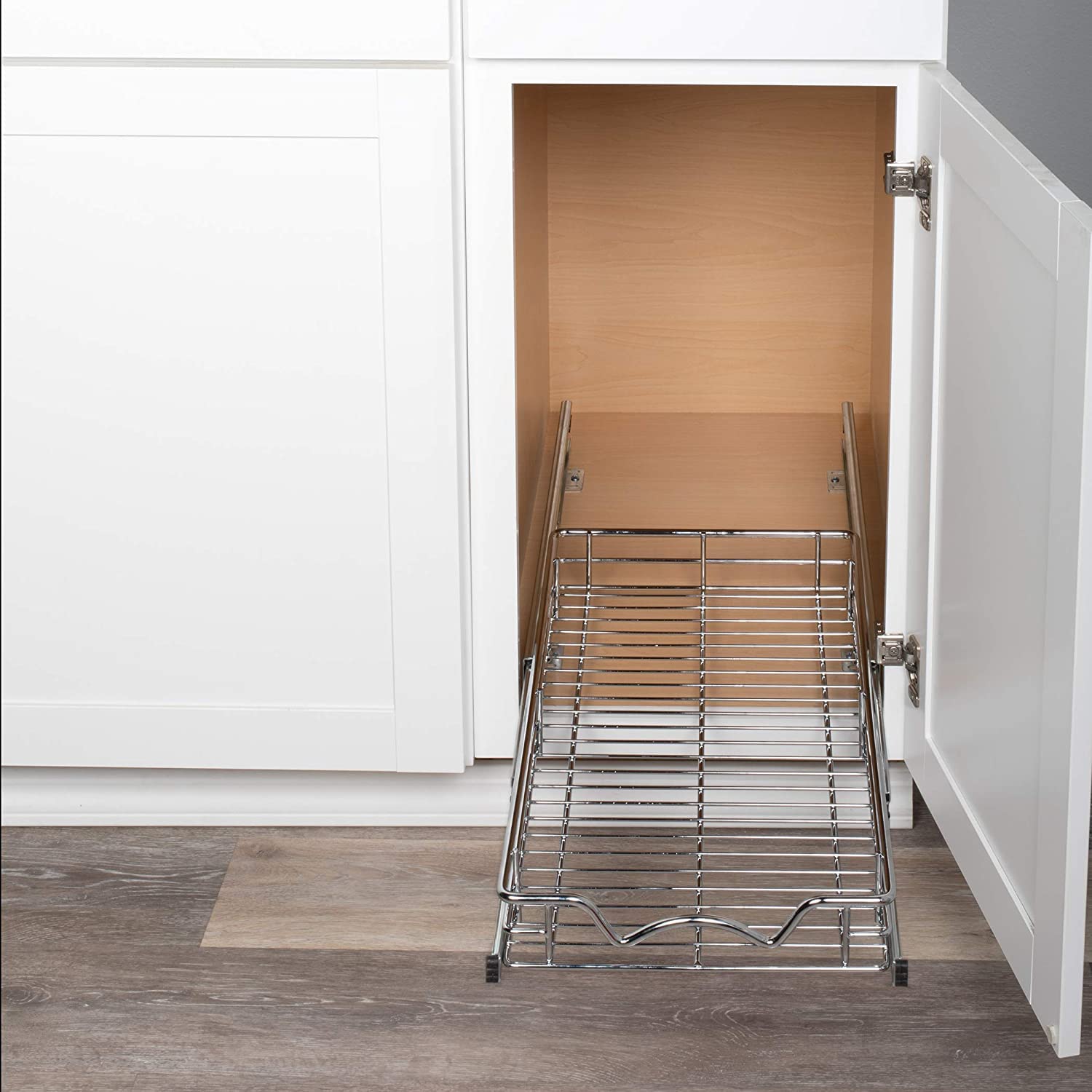 HOLD N' STORAGE Pull Out Cabinet Organizer, Heavy Duty-with Lifetime Limited Warranty -11�W x 21�D - Requires At Least a 12-1/4� Cabinet Opening, Steel Metal cabinet drawers slide out, Chrome Finish  - Very Good