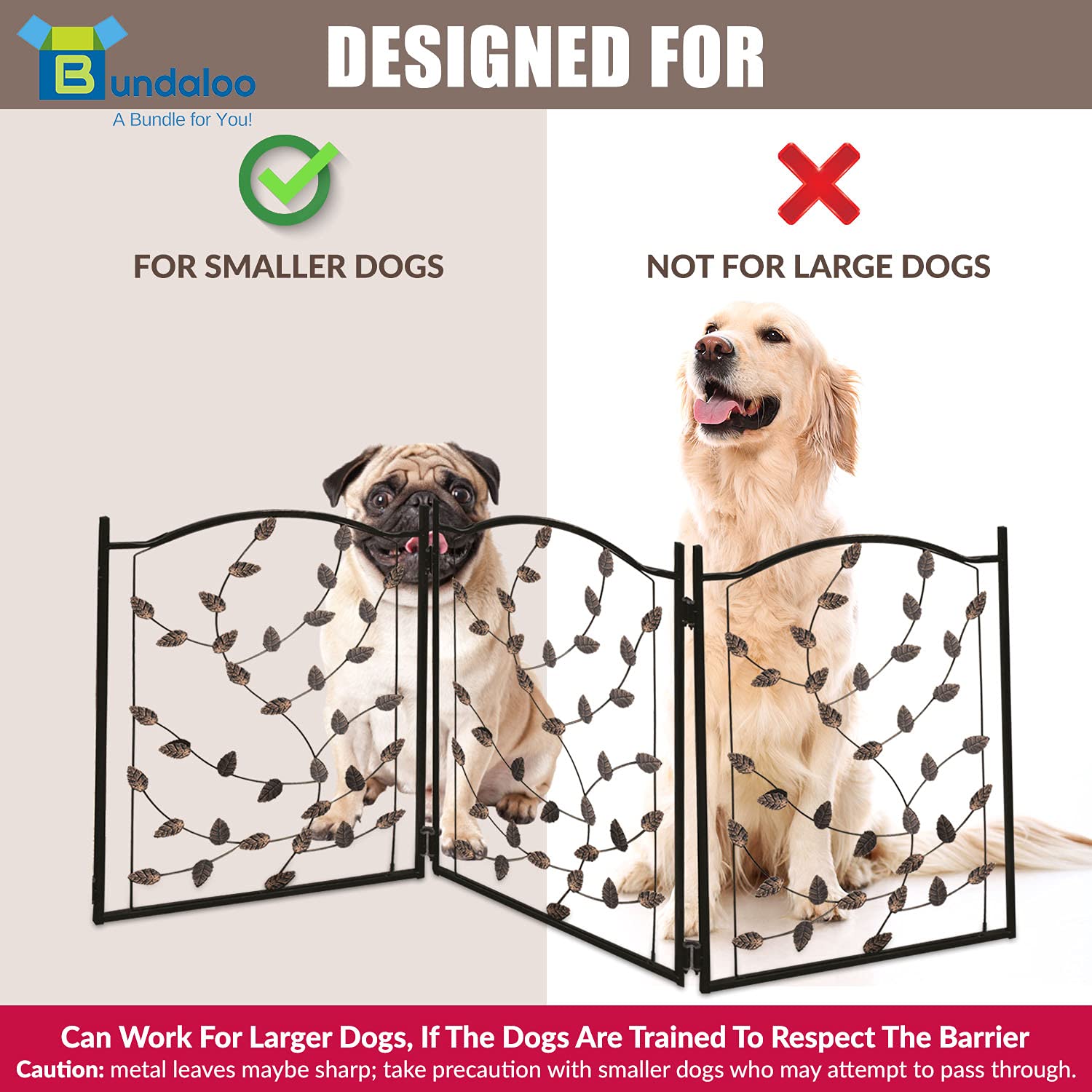 Bundaloo Freestanding Metal Folding Pet Gate | Large Portable Panels for Dog & Cat Security | Foldable Enclosure Gates for Puppies | Indoor & Outdoor Safety for Pets  - Very Good