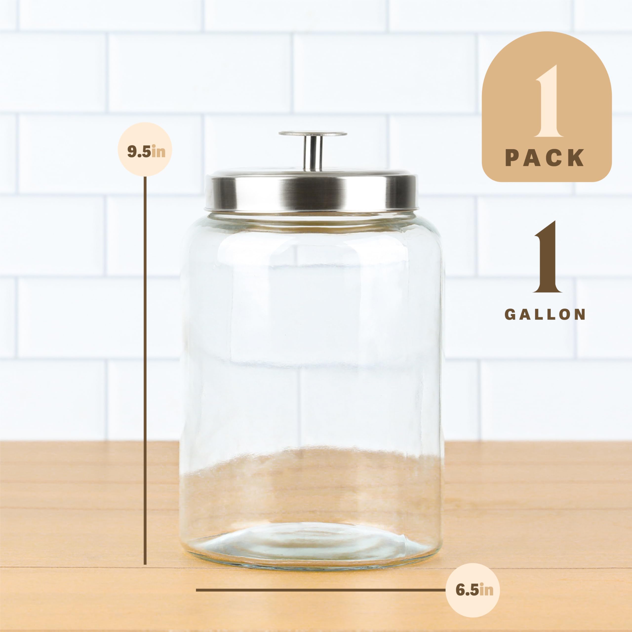 Gallon Glass Jar for Laundry Room Organization- Kitchentoolz Containers for Kitchen and Laundry Detrgent Pods and Powder- Stainless Steel Airtight Lid  - Like New