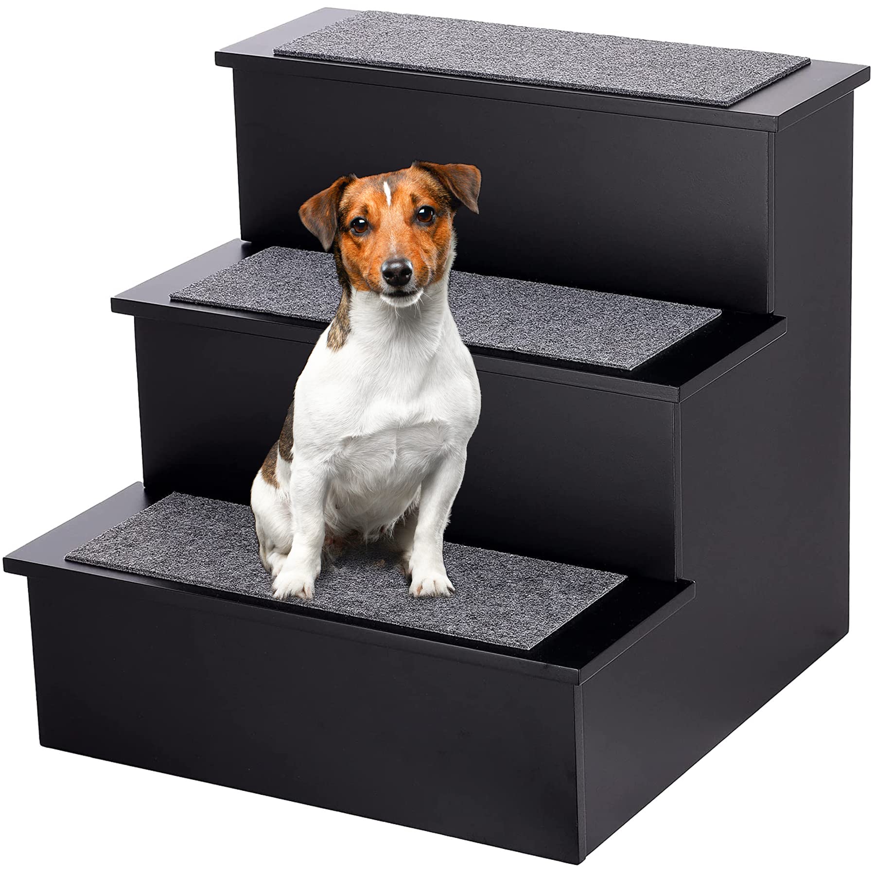 AdirPets Deluxe 3-Step Pet Stairs with Non-Slip Surface and Carpeted Treads - Sleek Pet Steps for Small Dogs, Cats, Elderly or Disabled Pets - Supports Up to 175lbs Weight (Variation)  - Like New