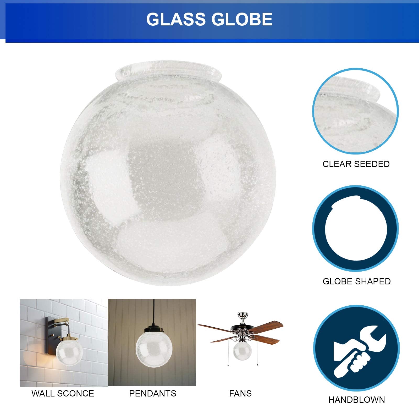 DYSMIO Lighting Replacement Glass Globe  - Like New
