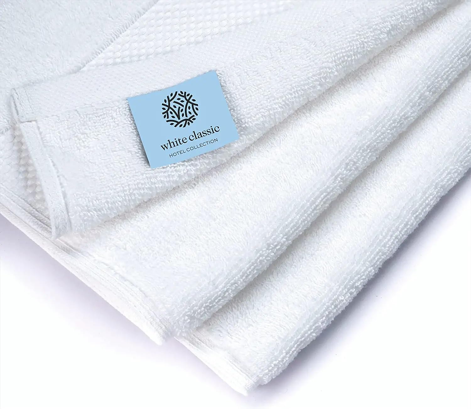 Luxury 8 Piece Bath Towel Set White - 700 GSM Thick Combed Cotton Hotel Quality Towels - 2 Bath Towels, 2 Hand Towels, 4 Washcloths  - Acceptable
