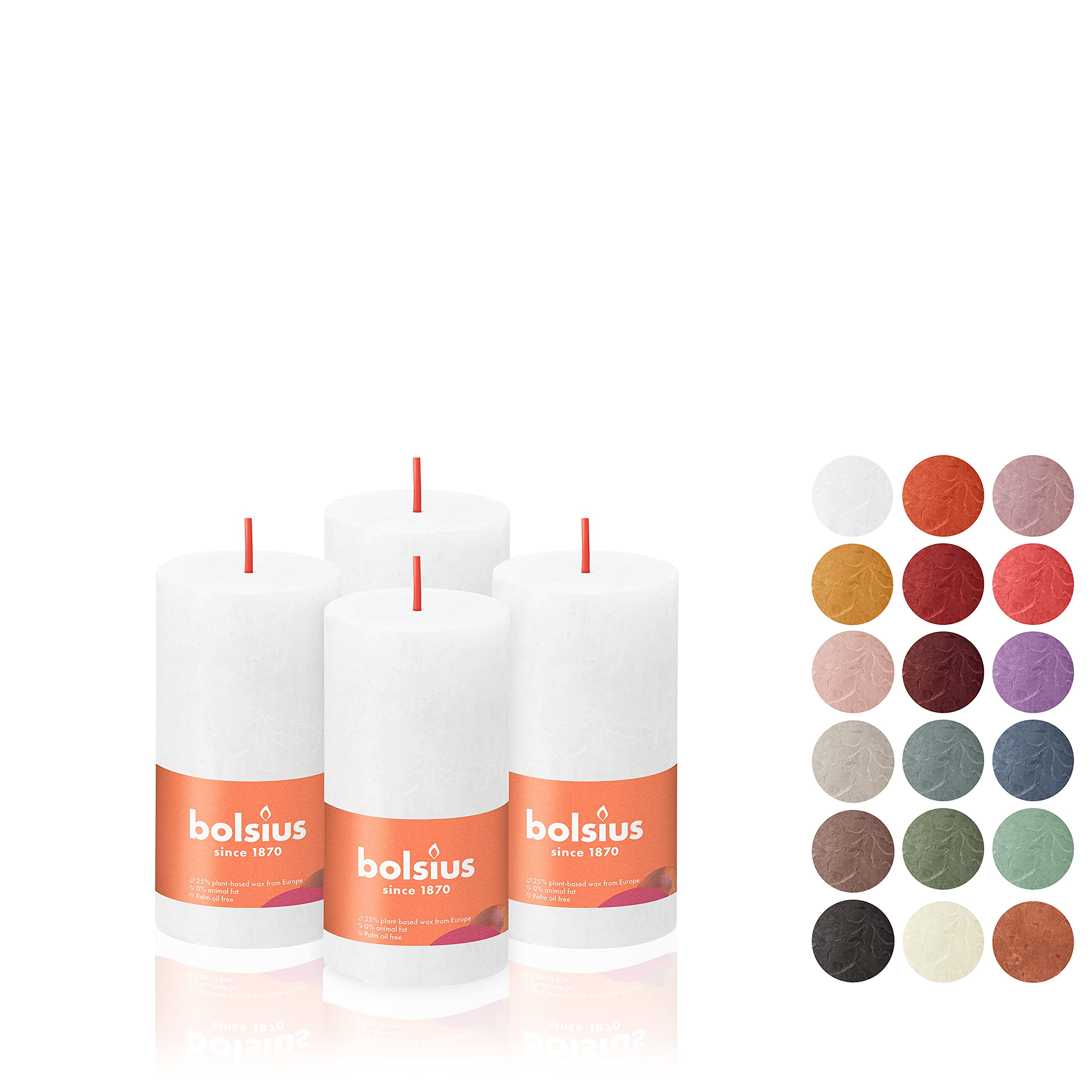 BOLSIUS 4 Pack Pillar Candles - 2 X 4 Inches - Premium European Quality - Natural Eco-Friendly Plant-Based Wax - Unscented Dripless Smokeless 30 Hour Party Décor and Wedding Candles  - Like New