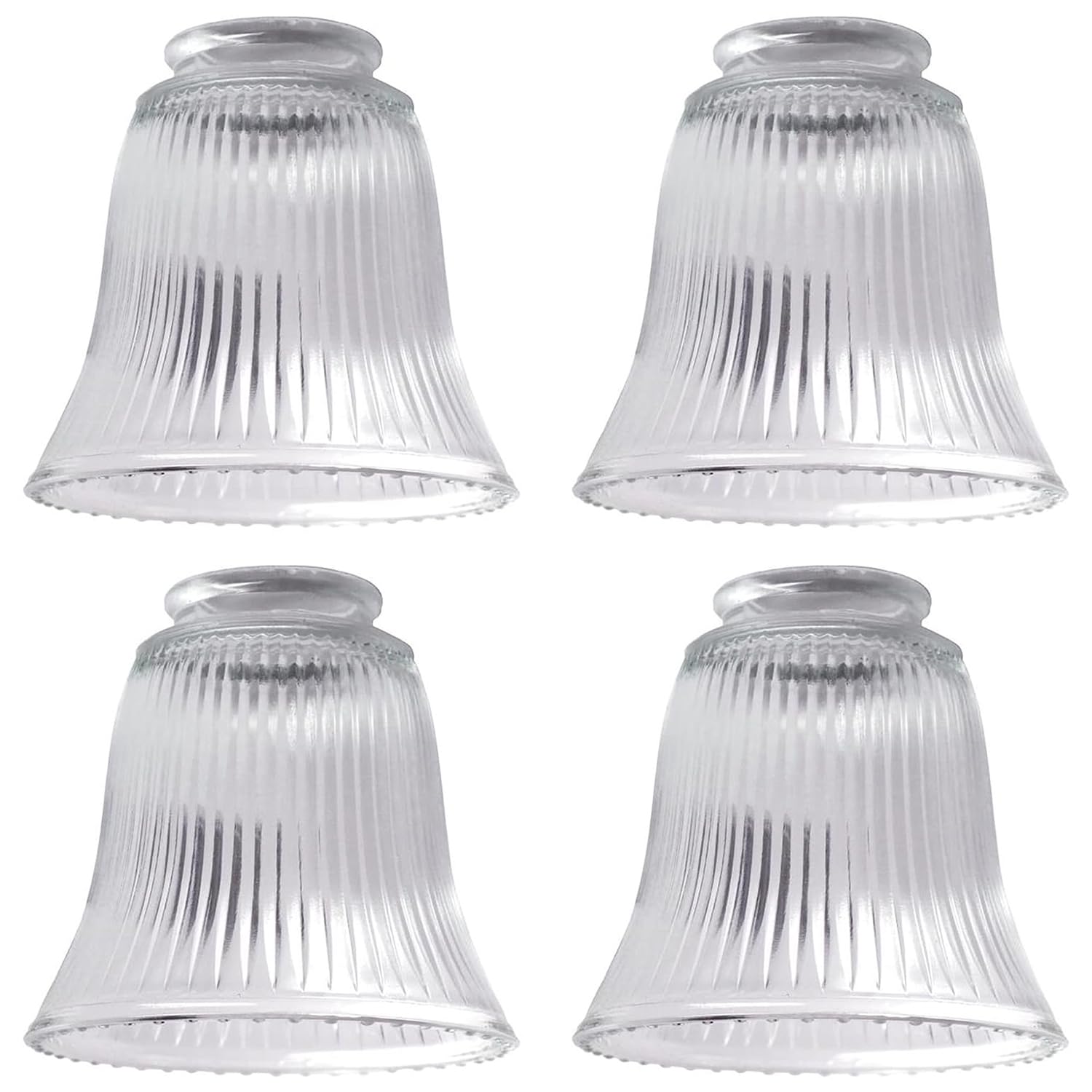 Ceiling Fan Light Covers, Ceiling Fan Globes Replacement Glass, Light Fixture Replacement Glass, Dysmio Clear Ribbed Shade Height: 4.50", Depth: 4.75", Width: 4.9" Fitter Size 2.25", 4 Pack  - Like New