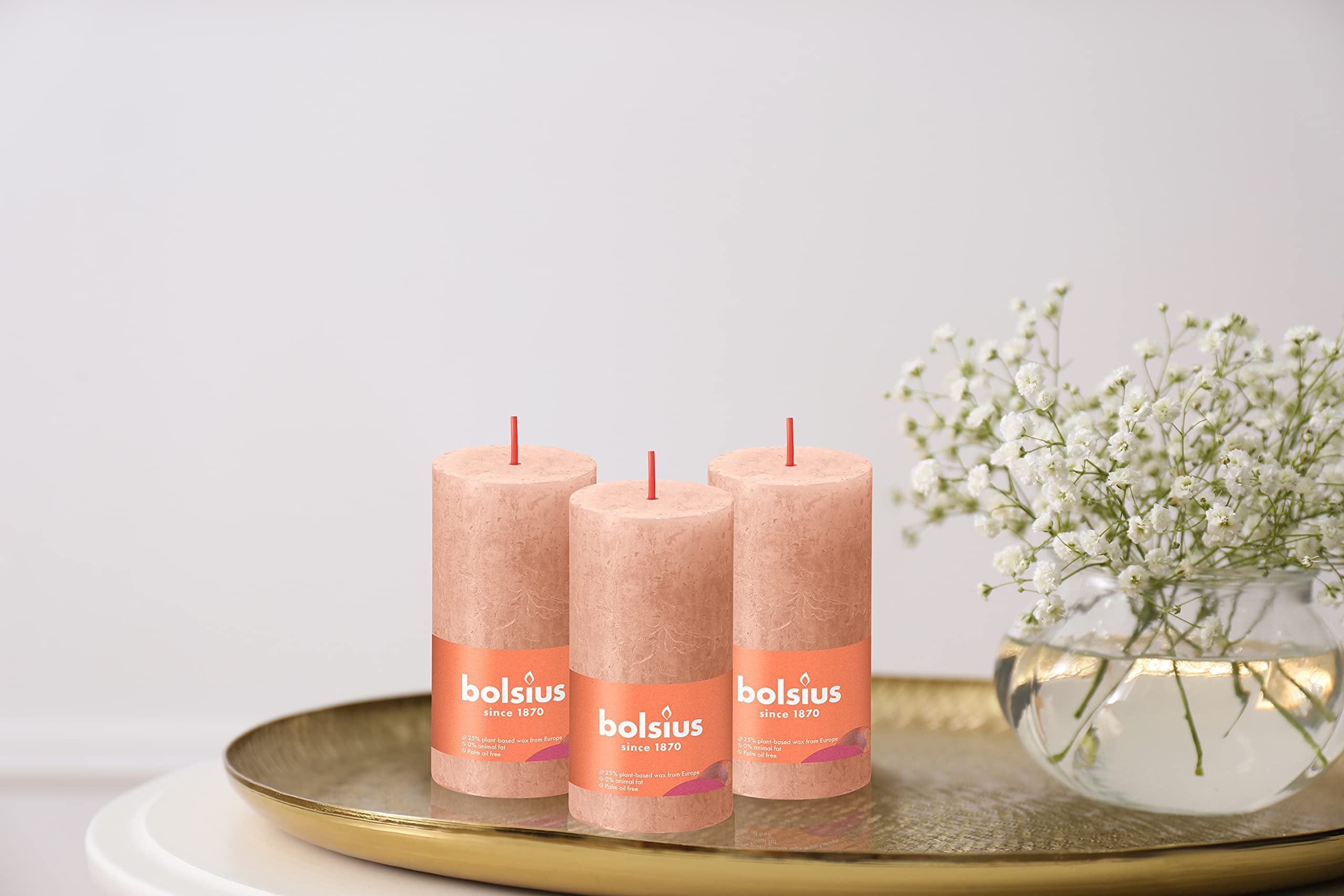 BOLSIUS 4 Pack Caramel Rustic Pillar Candles - 2 X 4 Inches - Premium European Quality - Includes Natural Plant-Based Wax - Unscented Dripless Smokeless 30 Hour Party D�cor and Wedding Candles  - Acceptable