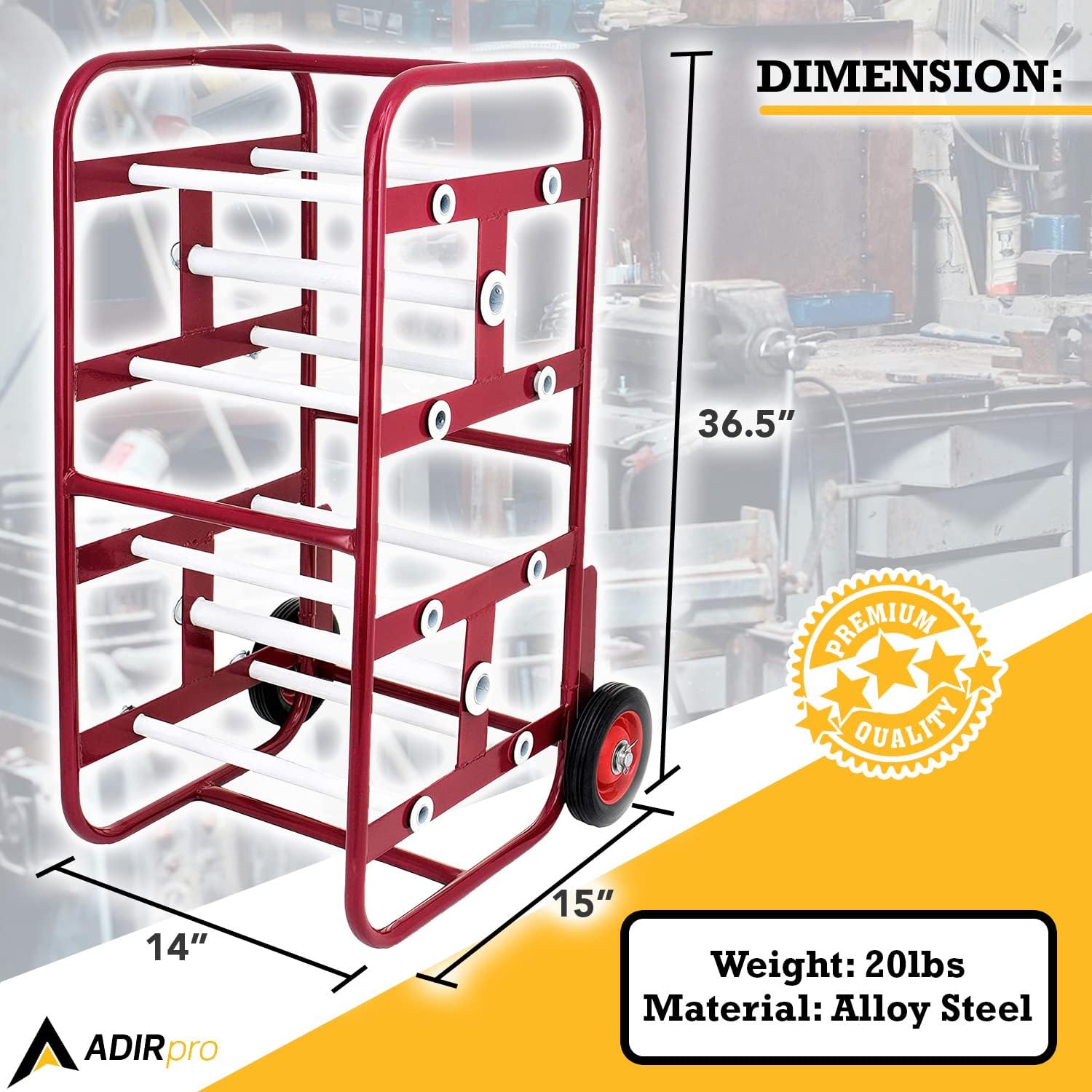 AdirPro Transportable Multiple Axle Cable Caddy - Multi-Spool Wire Rack Dispenser - Easy Use Cable Holder & Distribution - For Workplace Efficiency  - Acceptable