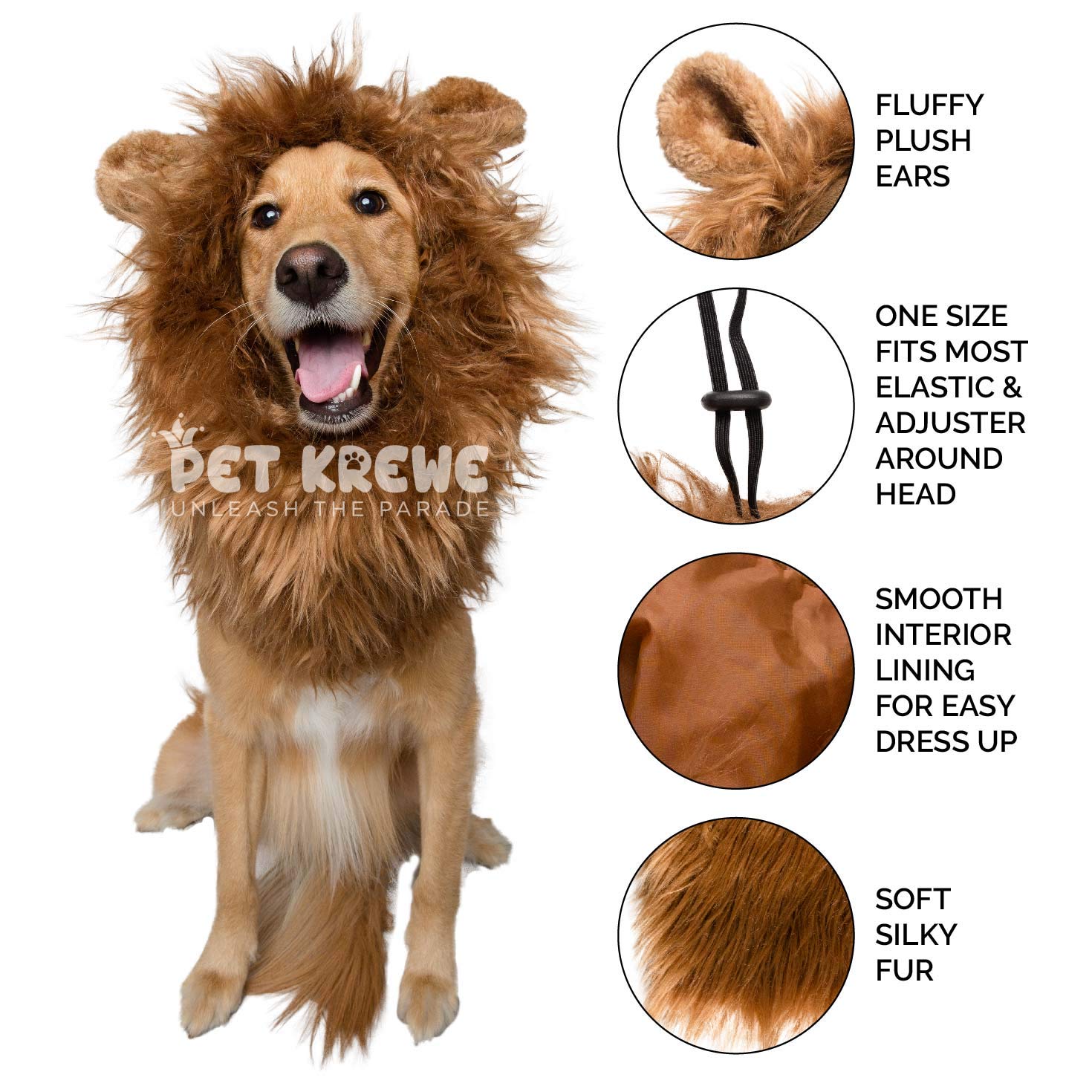 Pet Krewe Large Dog Lion Mane Halloween Costume � Fits Neck Size 13�- 32�- Lion Mane for Small Dogs � Ideal for Halloween, Dog Birthday, Dog Cosplay, Dog Outfits, Pet Clothes