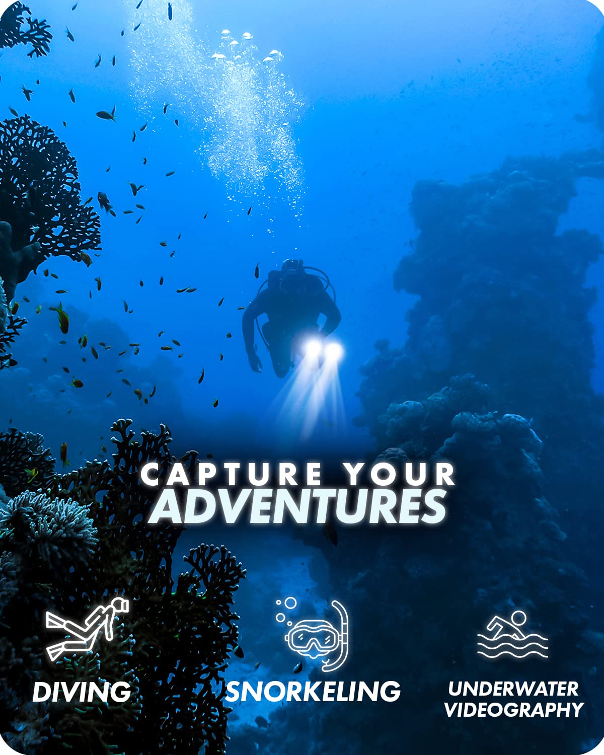 Movo DiveRig3 Diving Rig Bundle with 2 Waterproof LED Lights - Compatible with GoPro HERO3, HERO4, HERO5, HERO6, HERO7, HERO8, and DJI Osmo Action Cam - Scuba Accessories for Underwater Camera  - Very Good