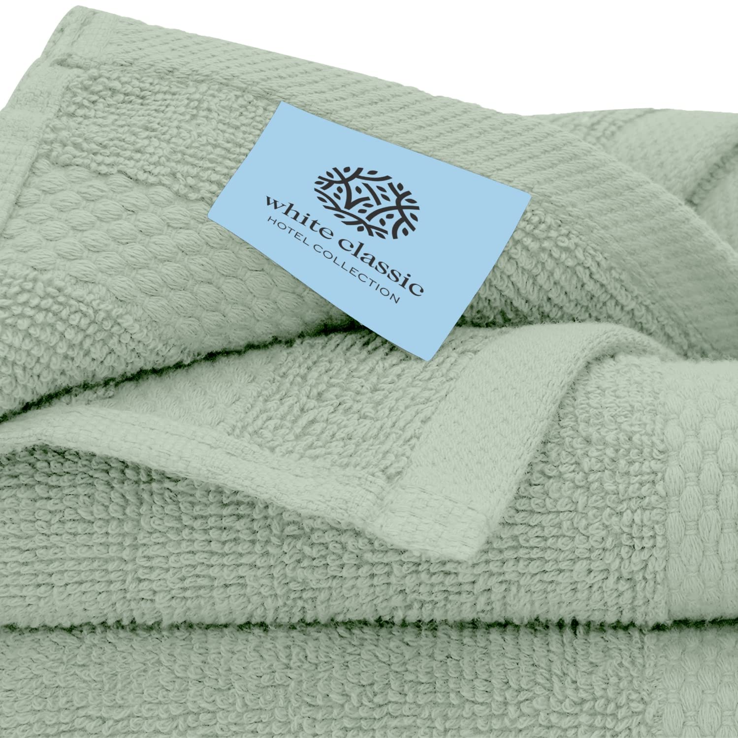 White Classic Luxury Green Bath Towel Set - Combed Cotton Hotel Quality Absorbent 8 Piece Towels | 2 Bath Towels | 2 Hand Towels | 4 Washcloths [Worth $72.95] 8 Pack | Green  - Like New