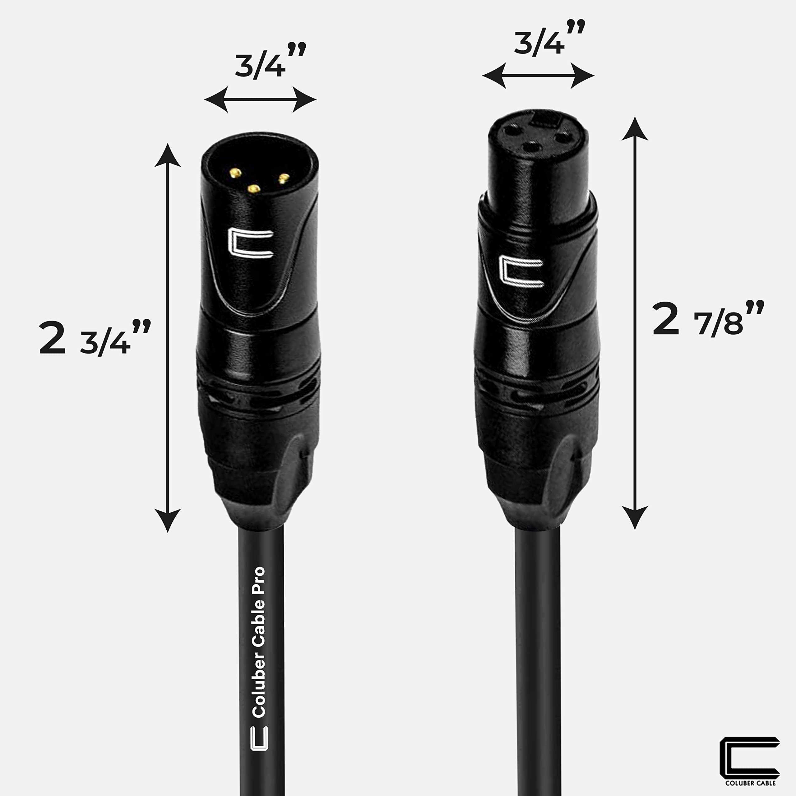 Balanced XLR Cable Male to Female - 1 Feet Black - Pro 3-Pin Microphone Connector for Powered Speakers, Audio Interface or Mixer for Live Performance & Recording  - Acceptable