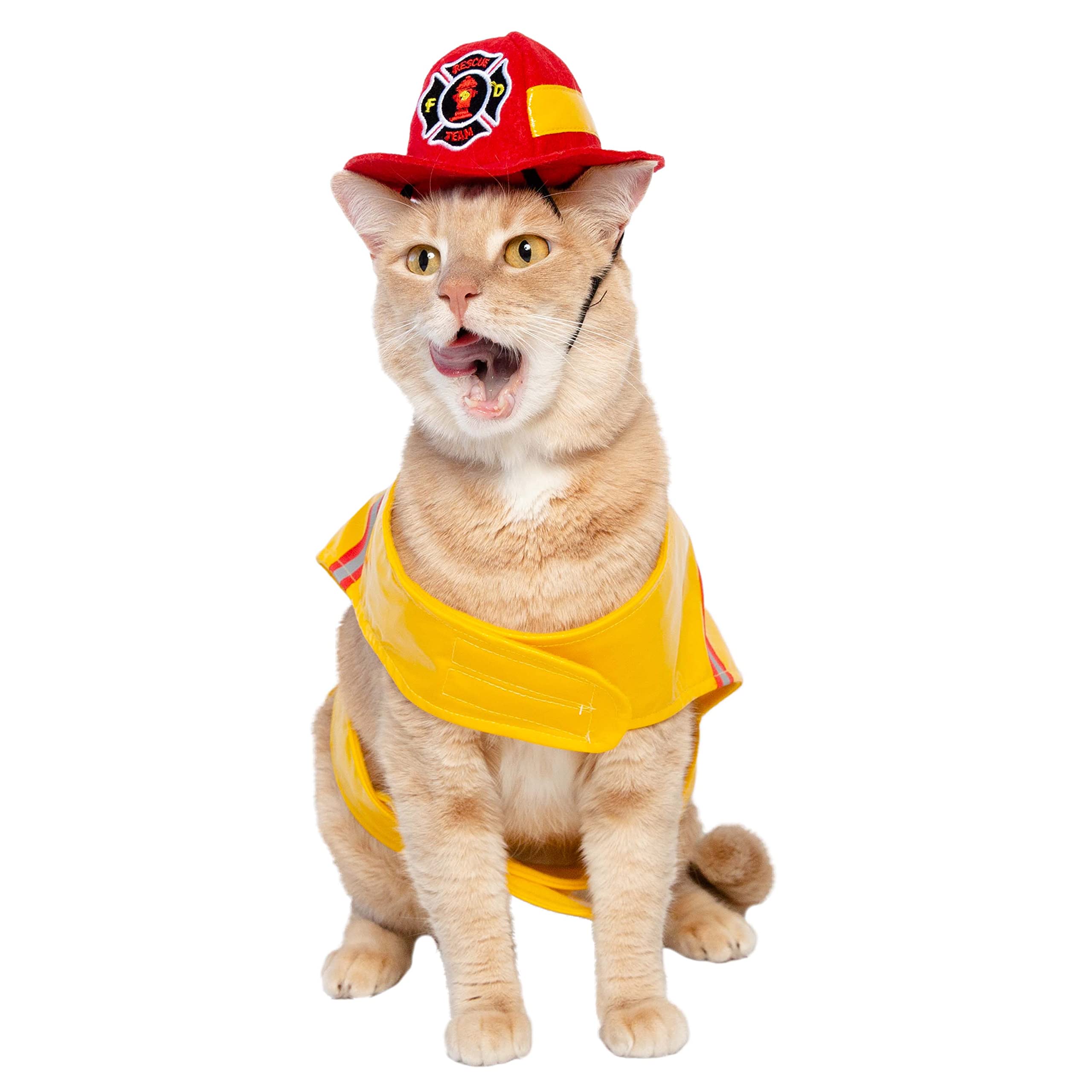 Pet Krewe Dog Firefighter Costume - Funny Halloween Pet Fireman Outfit Costumes for Small, Medium, Large Cats and Dogs.  - Like New