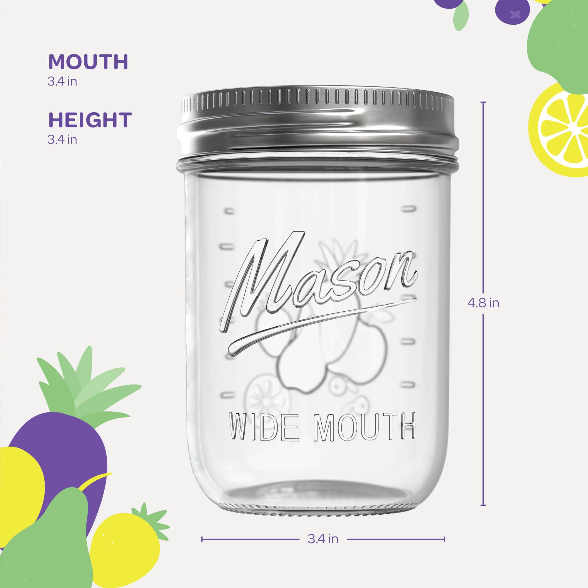SEWANTA Wide Mouth Mason Jars 16 oz [5 Pack] With mason jar lids and Bands, mason jars 16 oz - For Canning, Fermenting, Pickling - Jar D�cor - Microwave/Freeze/Dishwasher Safe.  - Very Good