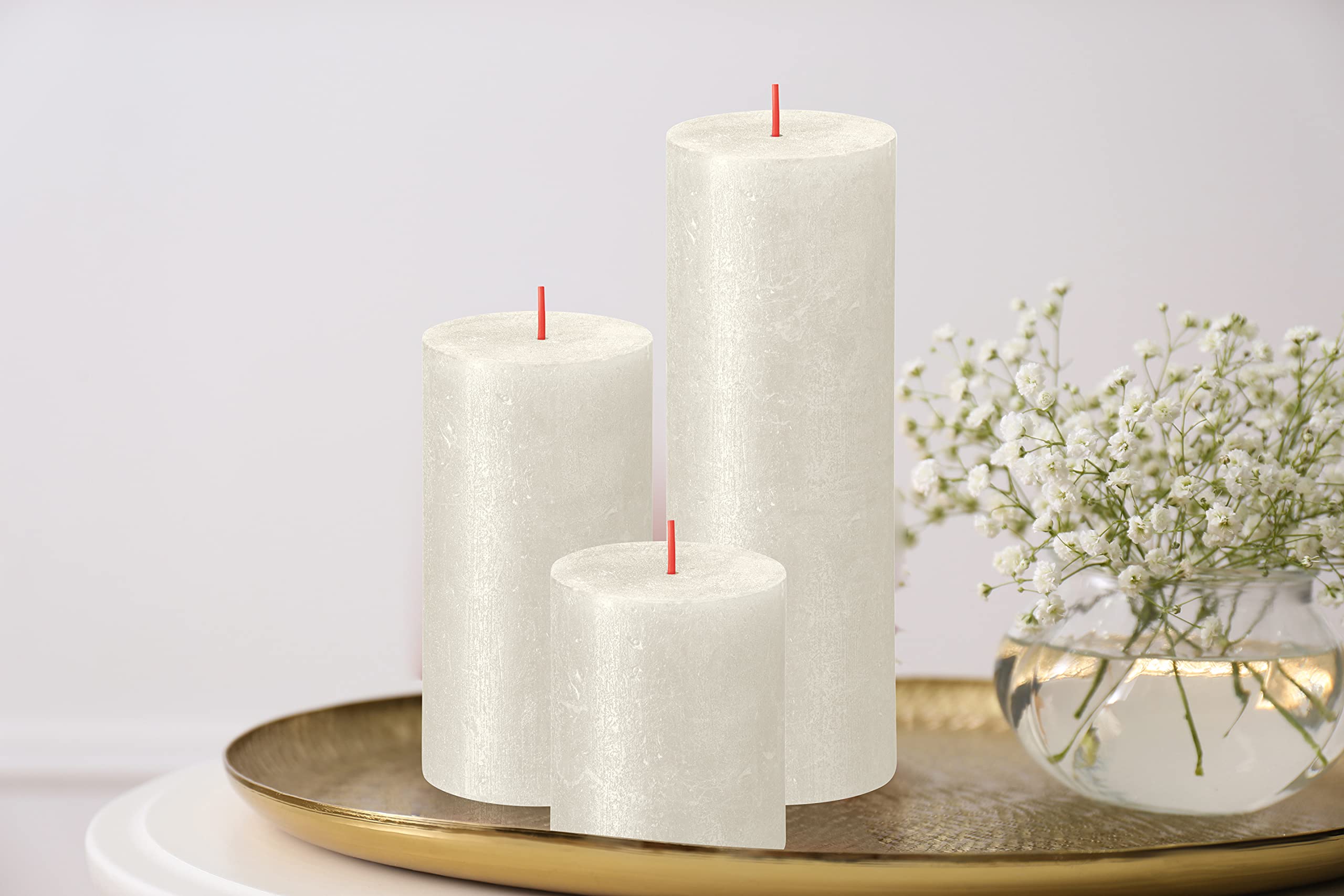 Bolsius Rustic Metallic Pillar Candles Luxury Decoration Sunset Shimmer Pillars  - Good